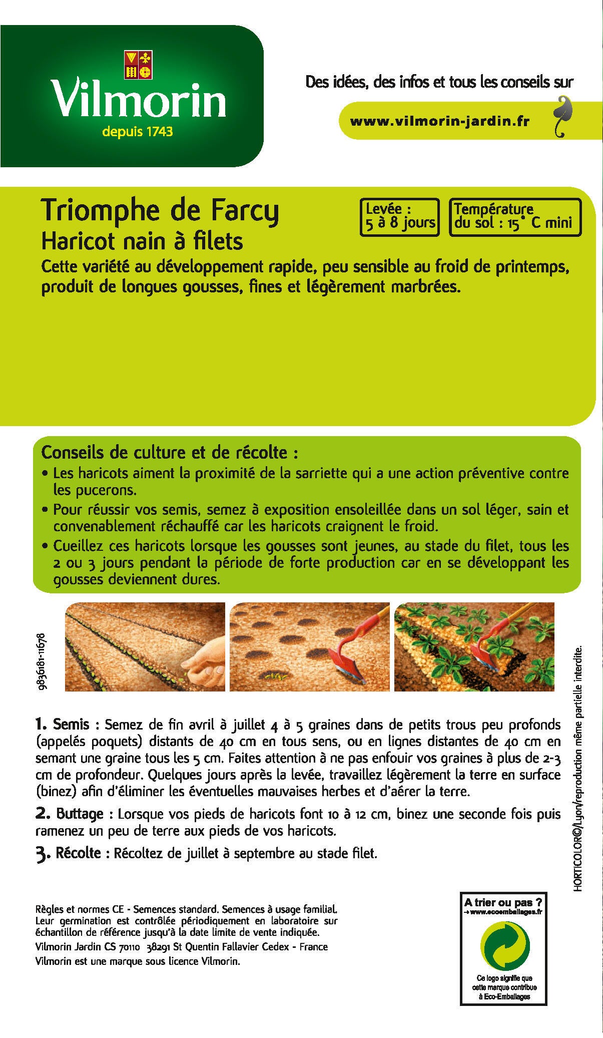 Haricot triomphe de farcy VILMORIN 250 g - 2