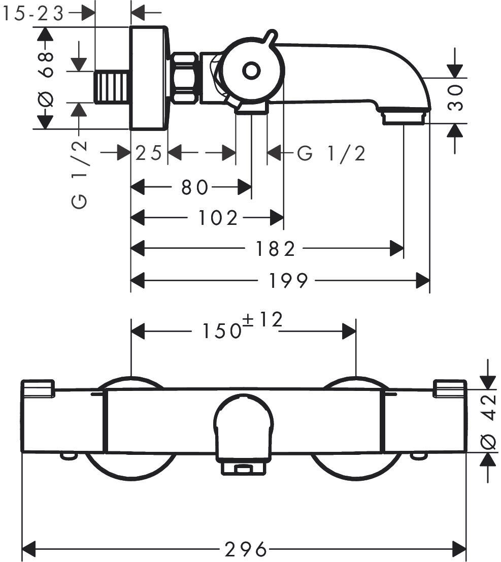 Grifo de bañera termostático HANSGROHE Myfox cromo brillo Latón - 8