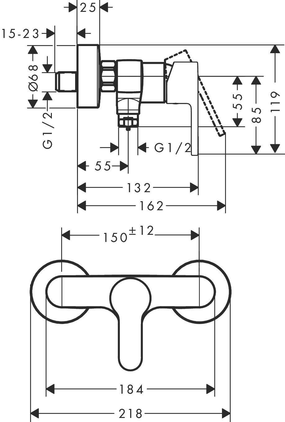 Rubinetto esterno doccia Stamis S aerato monocomando Hansgrohe, cromo lucido - 3