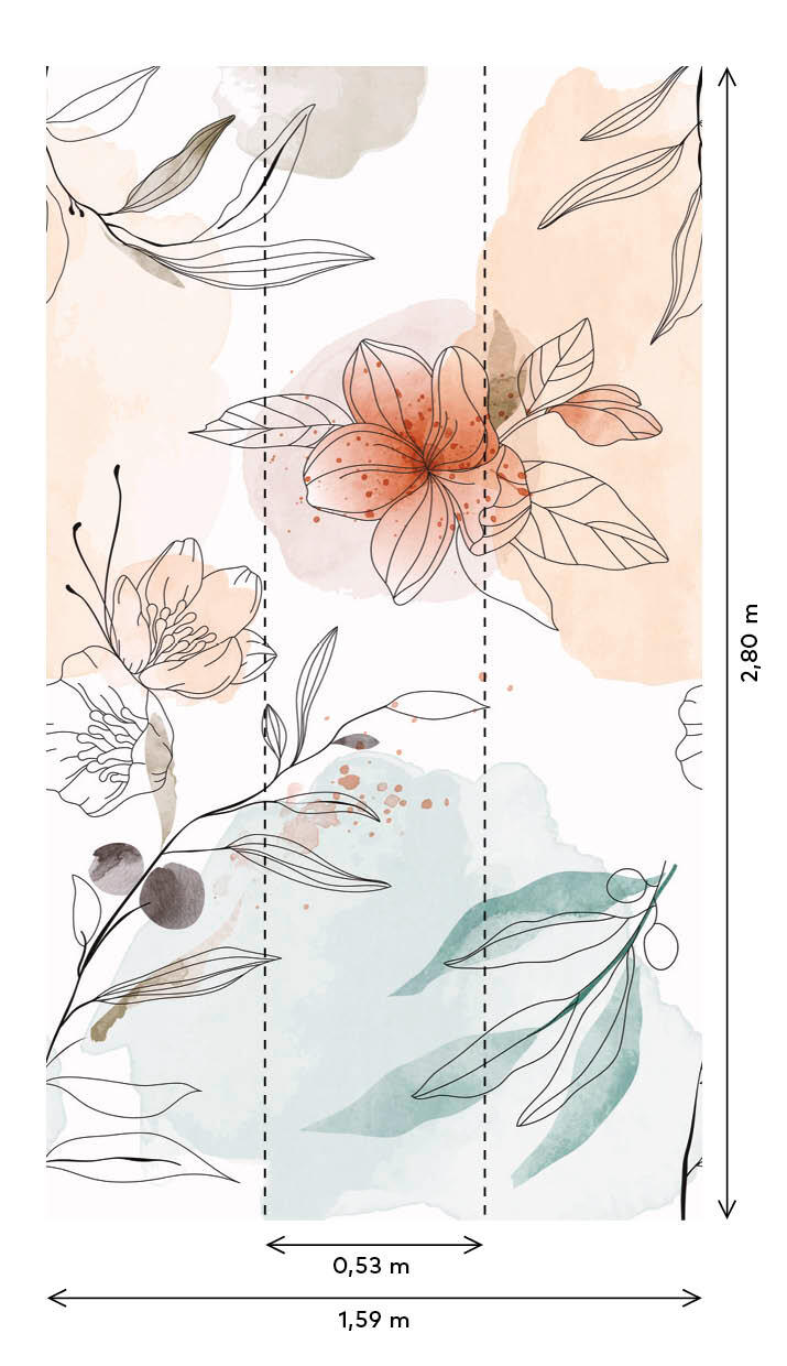 Papier peint panoramique Elegant floral rose l.159 x H.280 cm - 3