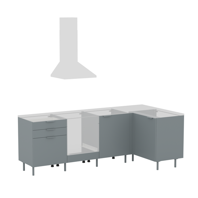 Cuisine en kit d'angle Eleki gris 4 meubles, l.245 x H.87.1 x P.126 cm