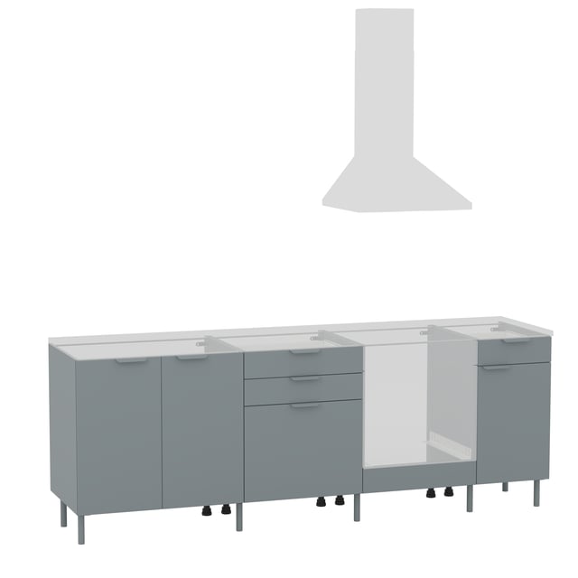 Cuisine en kit Eleki gris 4 meubles, l.240 x H.87.1 x P.58 cm