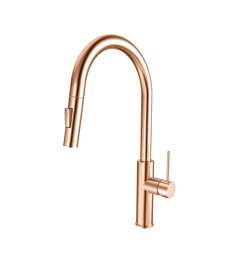 Grifo de cocina monomando caño alto extraíble andemen rea cobre