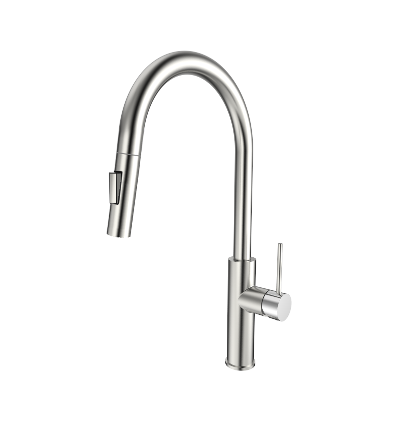 Grifo de cocina monomando caño alto extraíble andemen rea acero