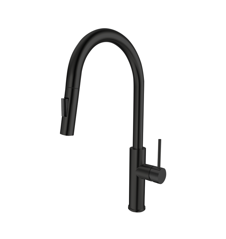 Grifo de cocina monomando caño alto extraíble andemen rea negro mate