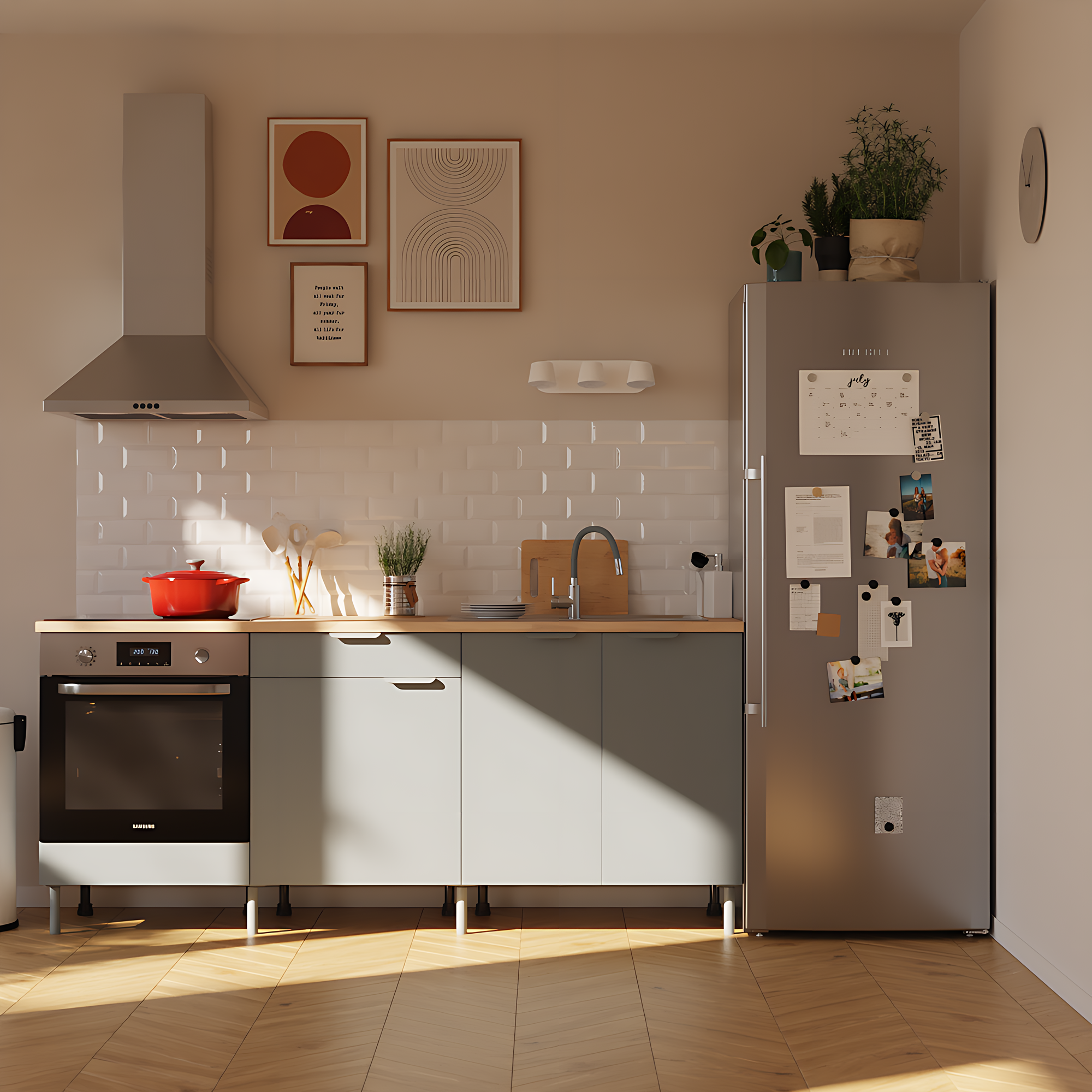 Cocina en kit eleki gris 3 módulos bajos l.200 x h.87 x p.58 cm