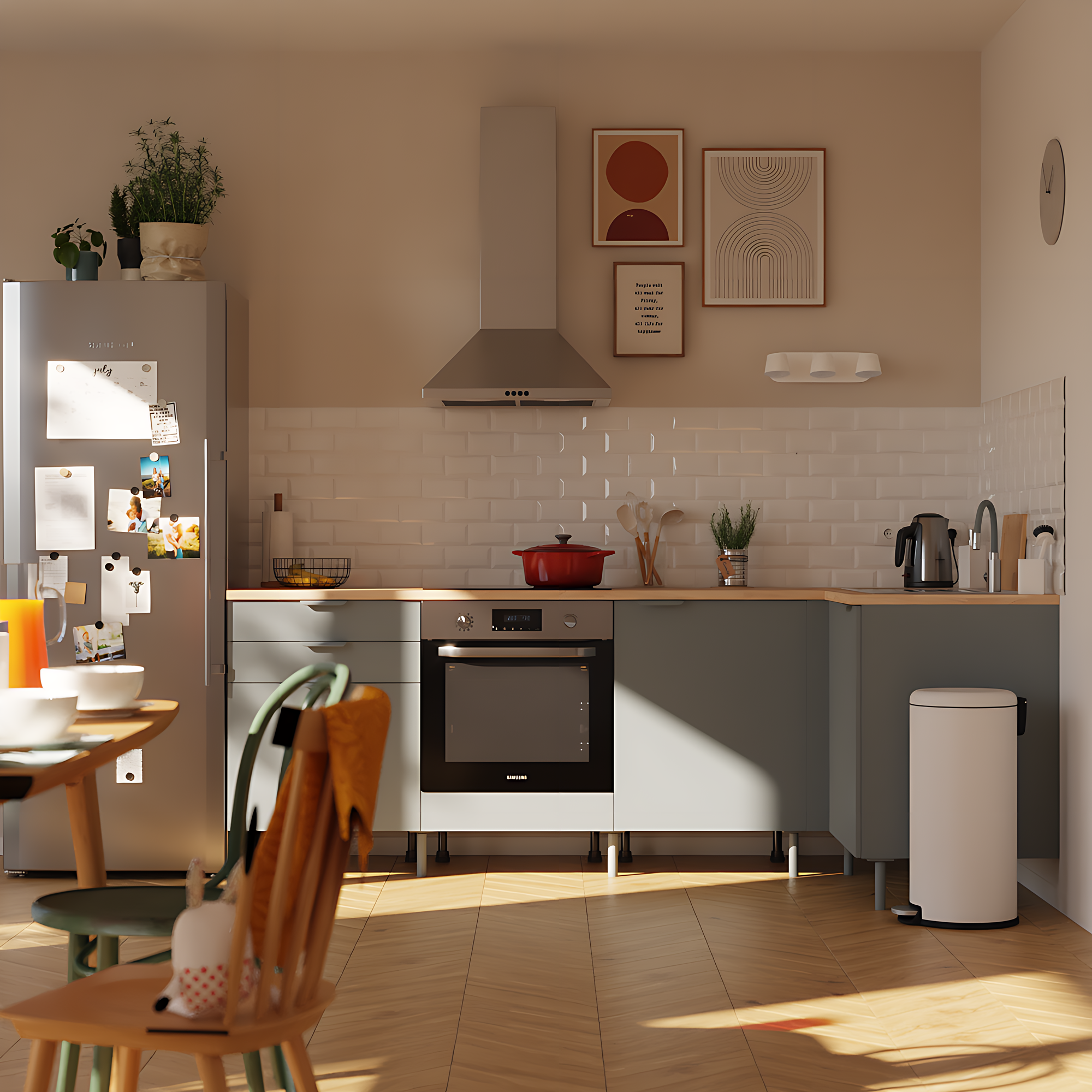 Cocina en kit en l eleki gris 4 módulos bajos l.245 x h.87 x p.126 cm