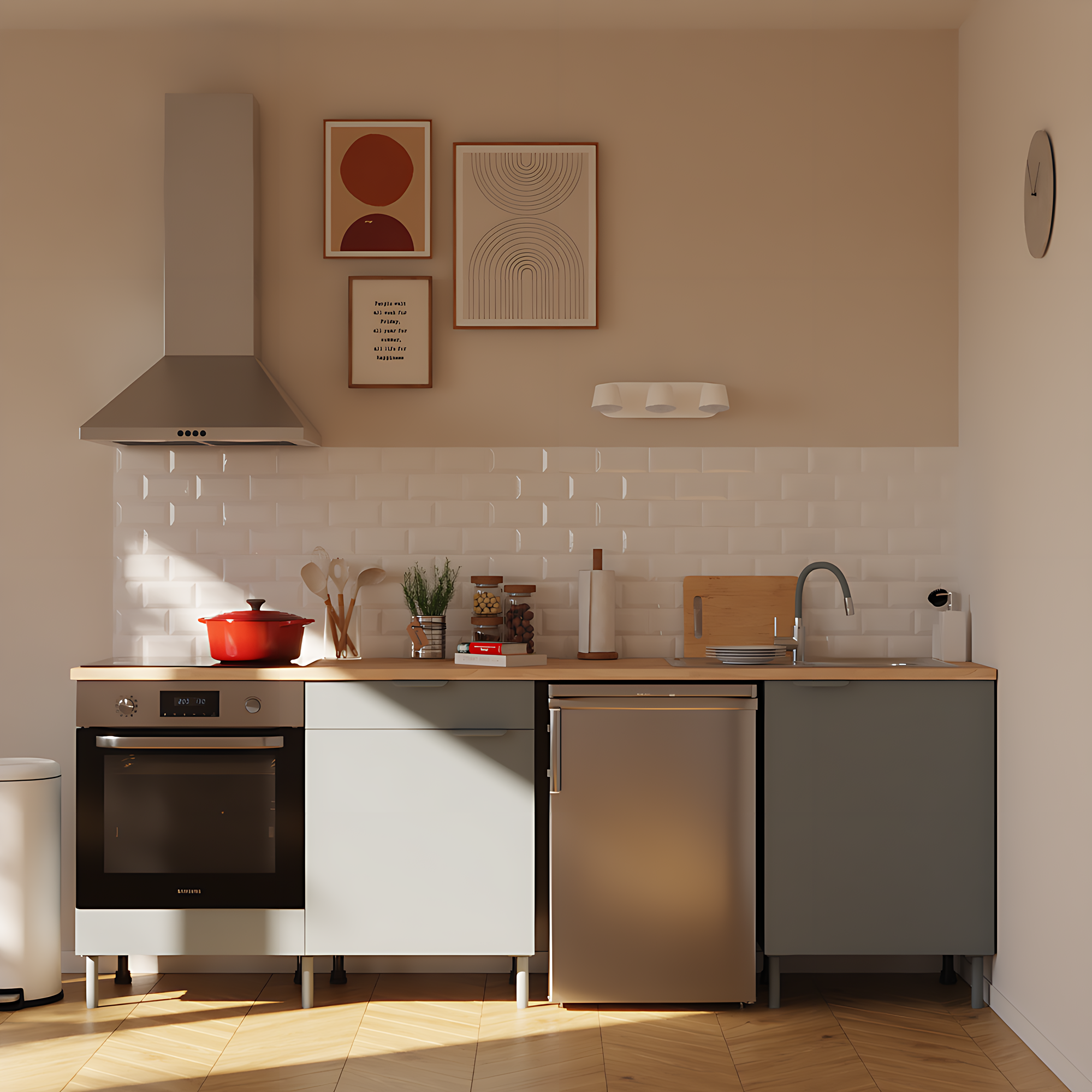 Cocina en kit eleki gris 3 módulos bajos l.240 x h.87 x p.58 cm