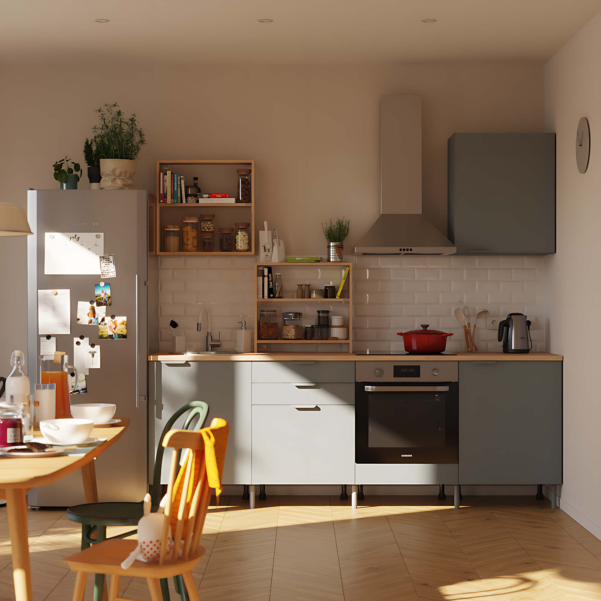 Cocina en kit eleki gris 3 módulos altos + 4 bajos l.240 x h.217 x p.58 cm