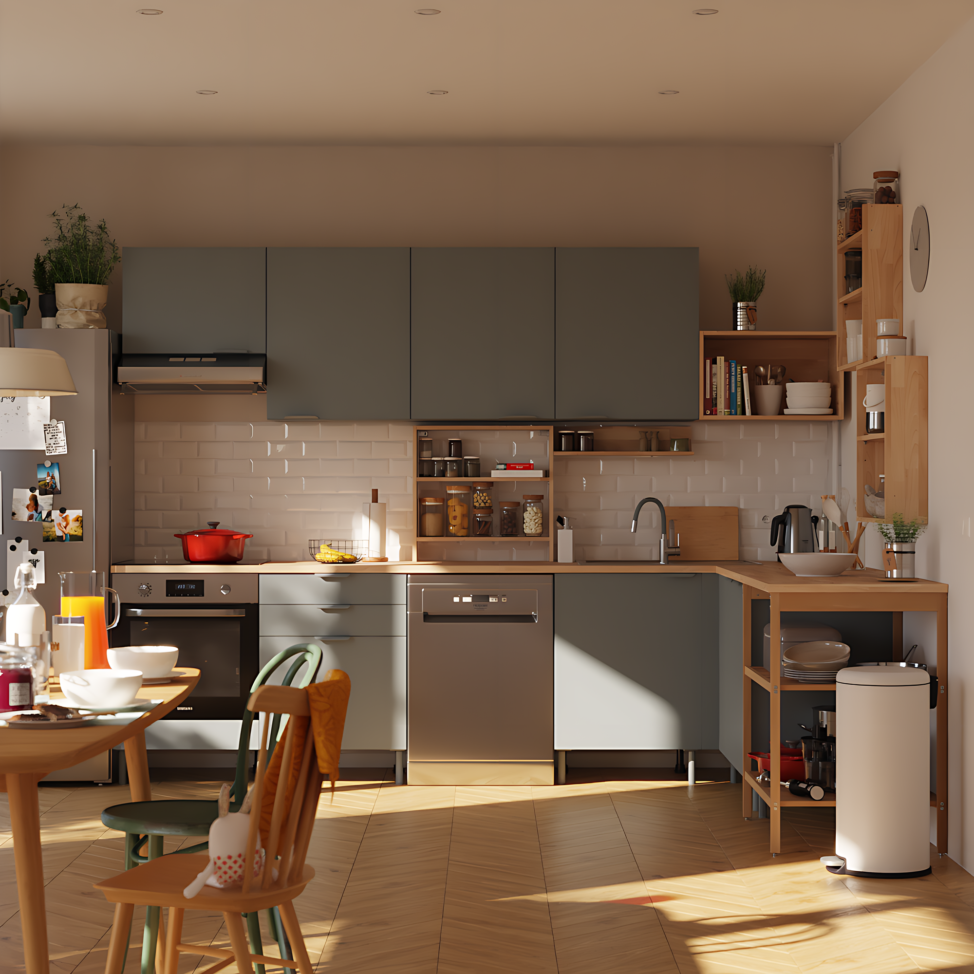 Cocina en kit en l eleki gris 15 módulos l.305 x h.217 x p.226 cm