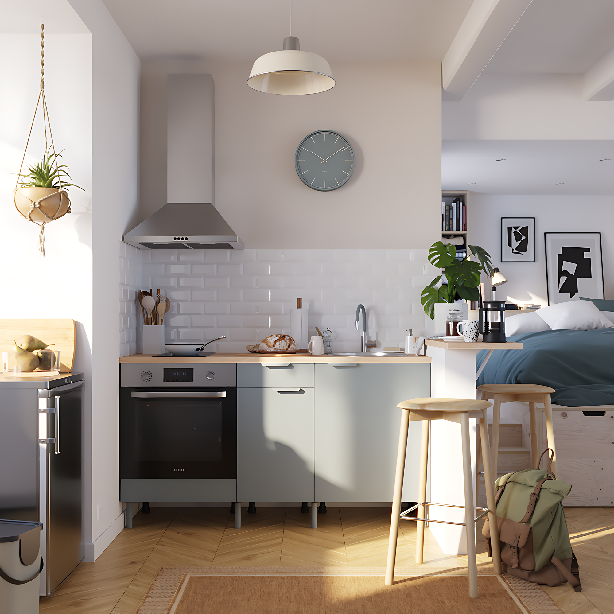 Cocina en kit eleki gris 3 módulos bajos l.160 x h.87 x p.58 cm