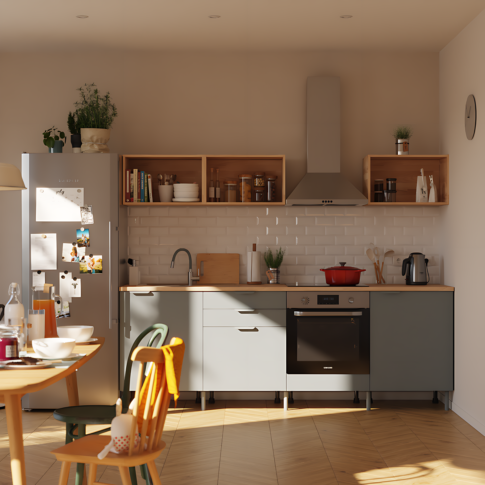 Cocina en kit eleki gris 3 módulos cubo haya + 4 bajos l.200 x h.182 x p.58 cm