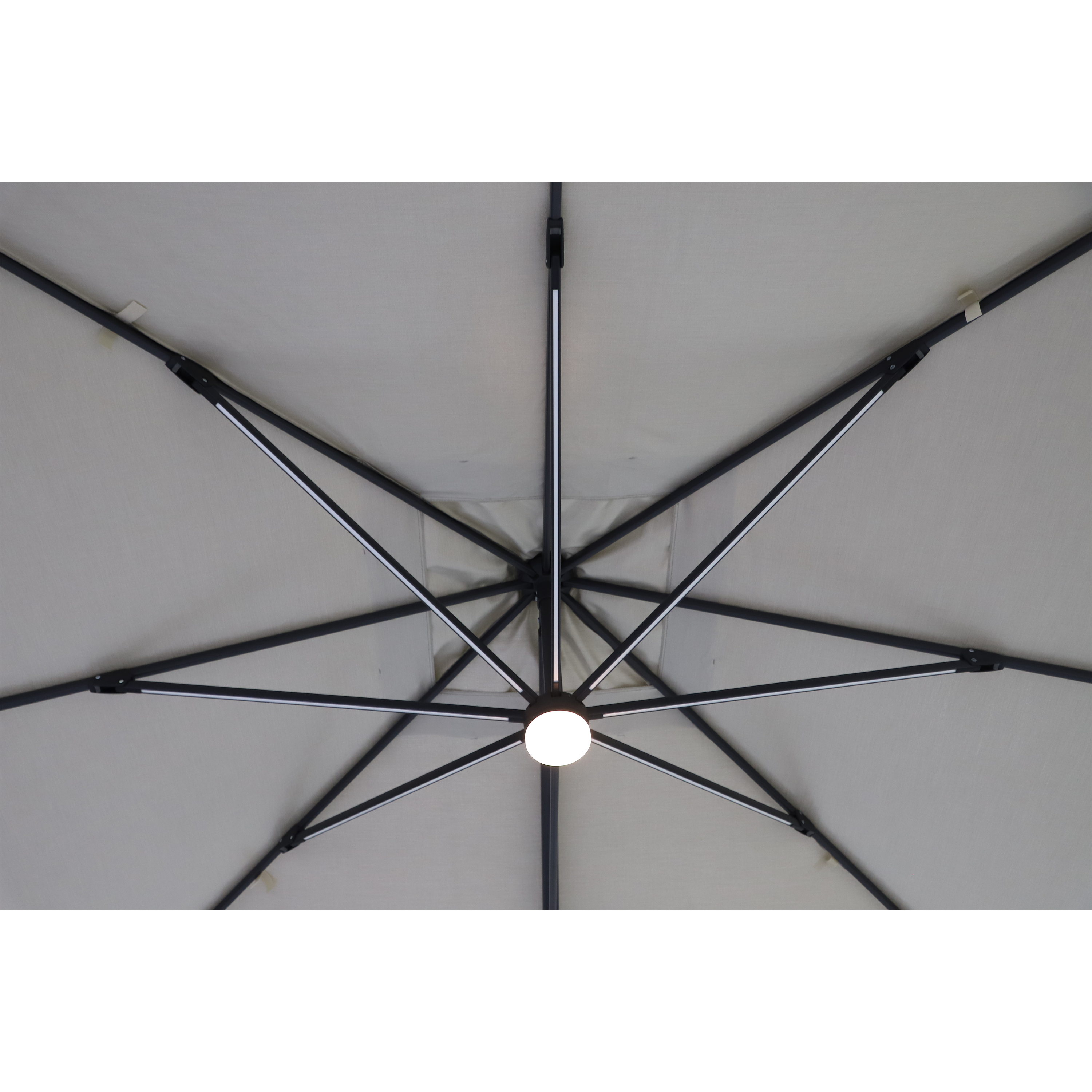 Chapéu de sol excêntrico LED alumínio 400x300 cm bege Naterial Odyssea Premium - 12