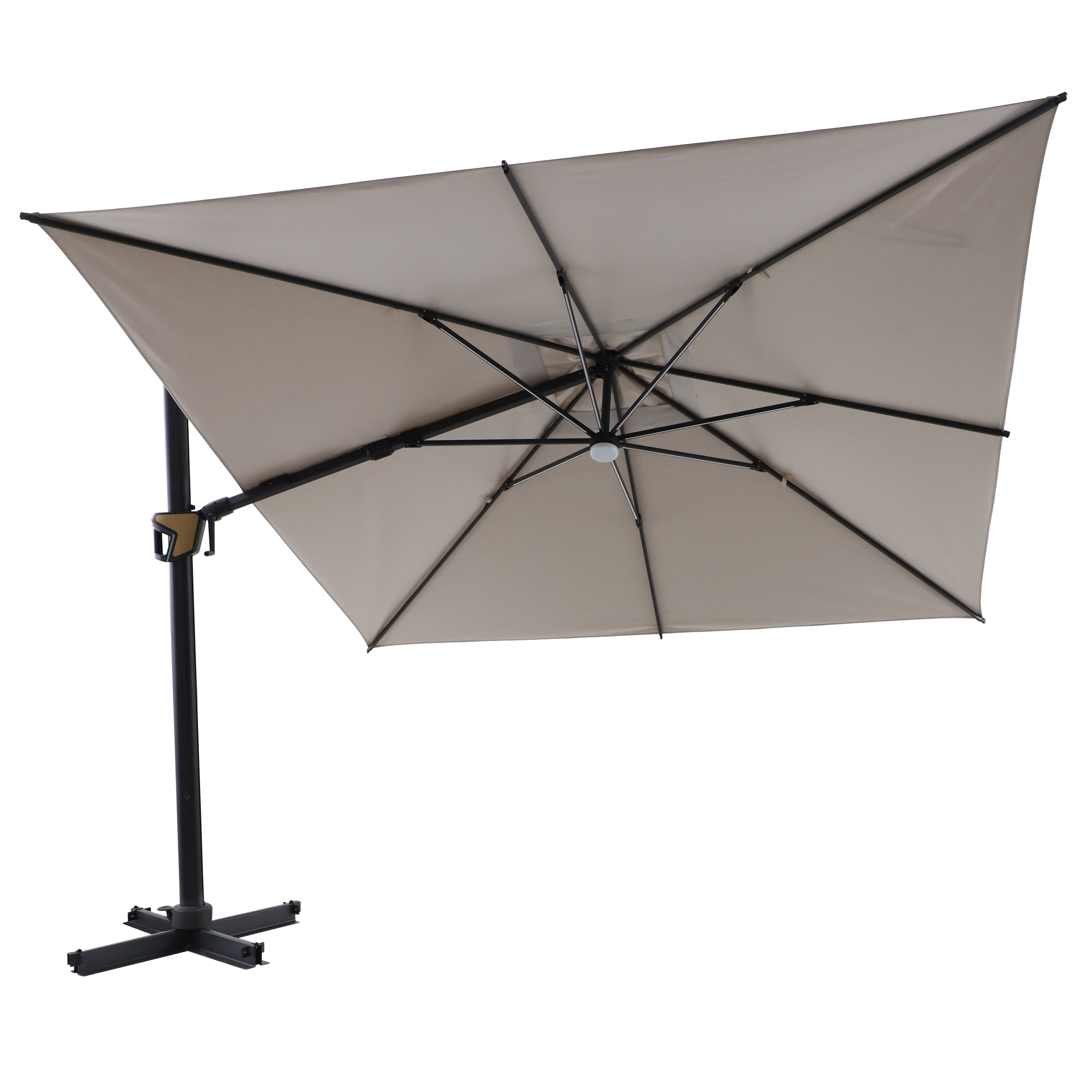Chapéu de sol excêntrico LED alumínio 350x350 cm bege Naterial Odyssea Premium - 2
