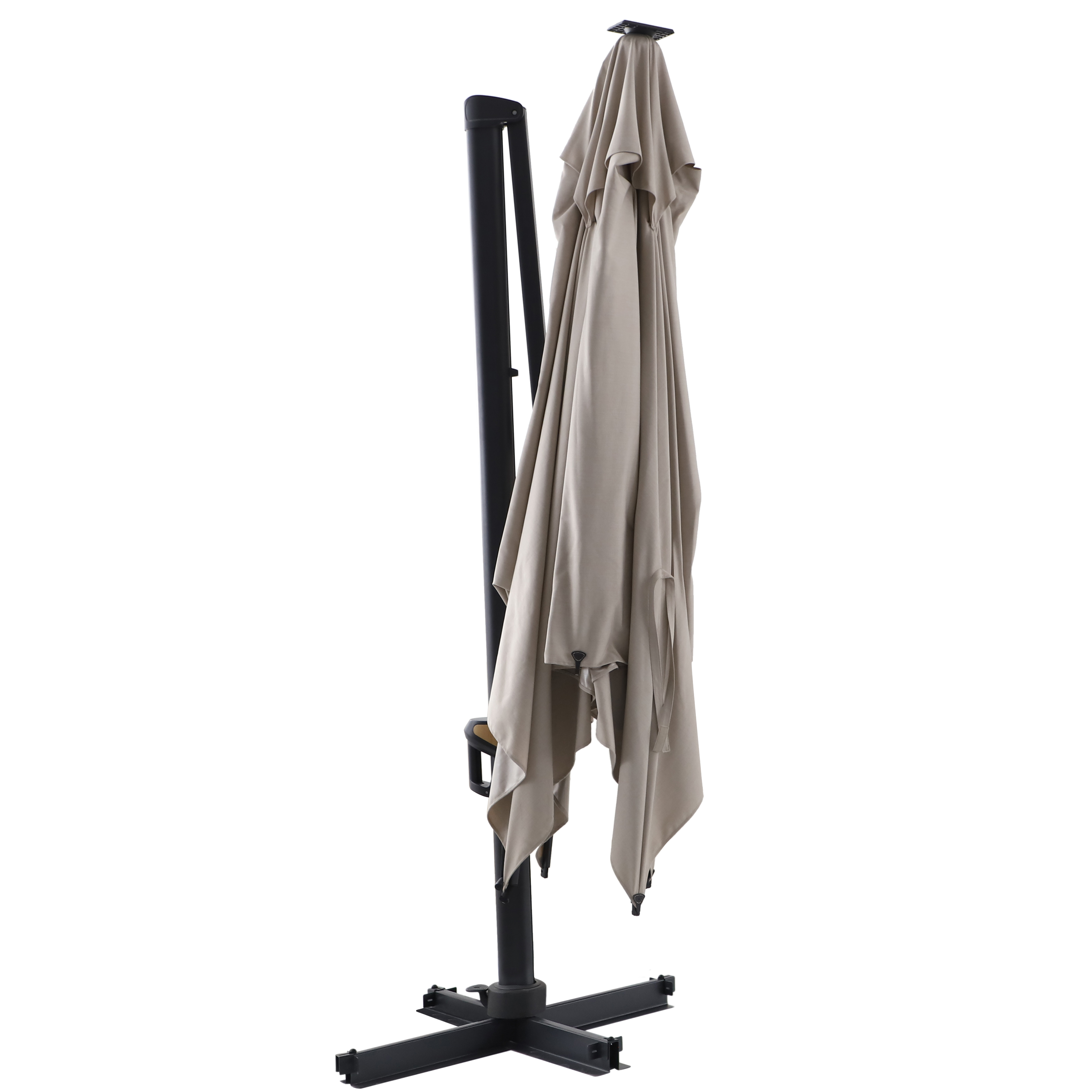 Chapéu de sol excêntrico LED alumínio 350x350 cm bege Naterial Odyssea Premium - 5