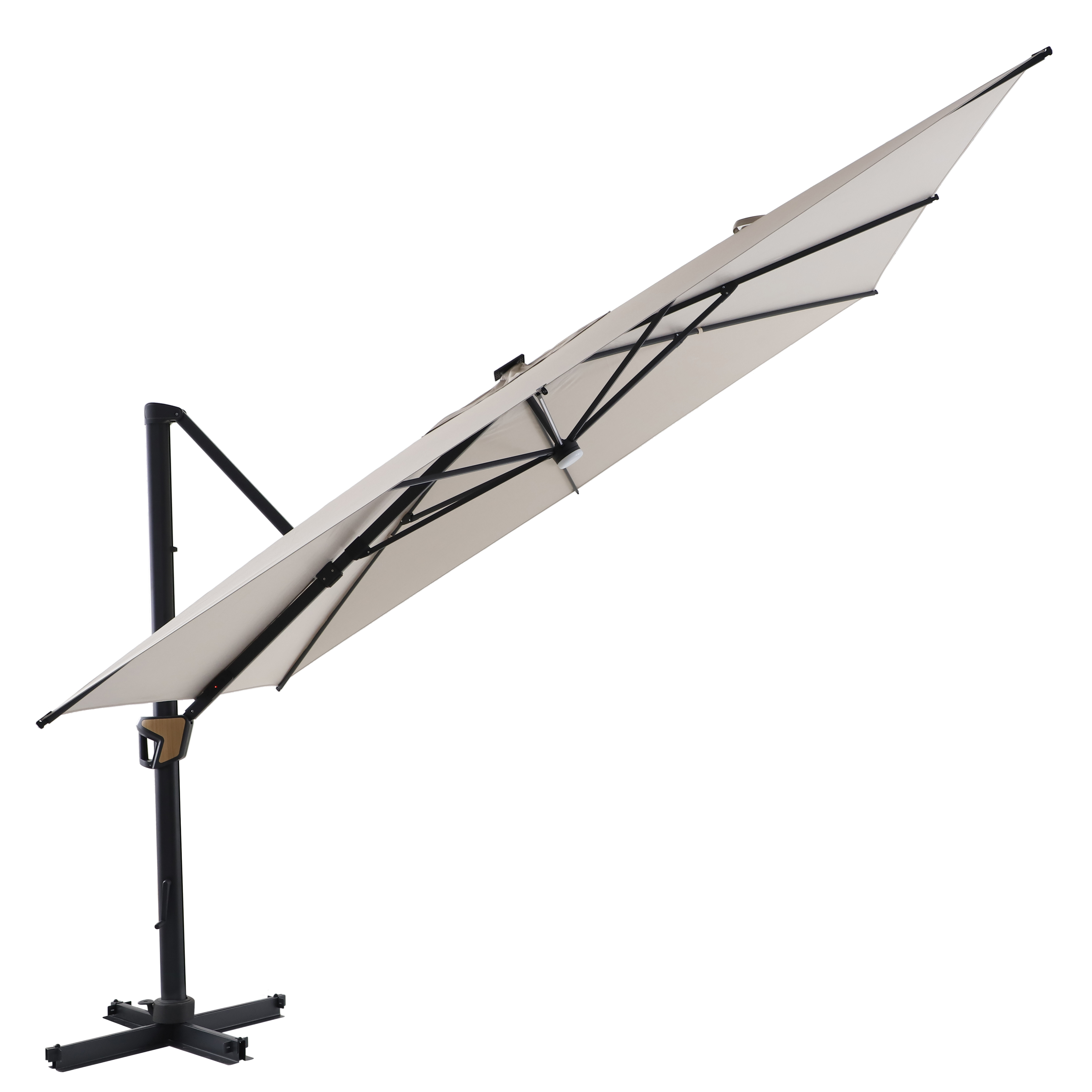 Chapéu de sol excêntrico LED alumínio 400x300 cm bege Naterial Odyssea Premium - 2