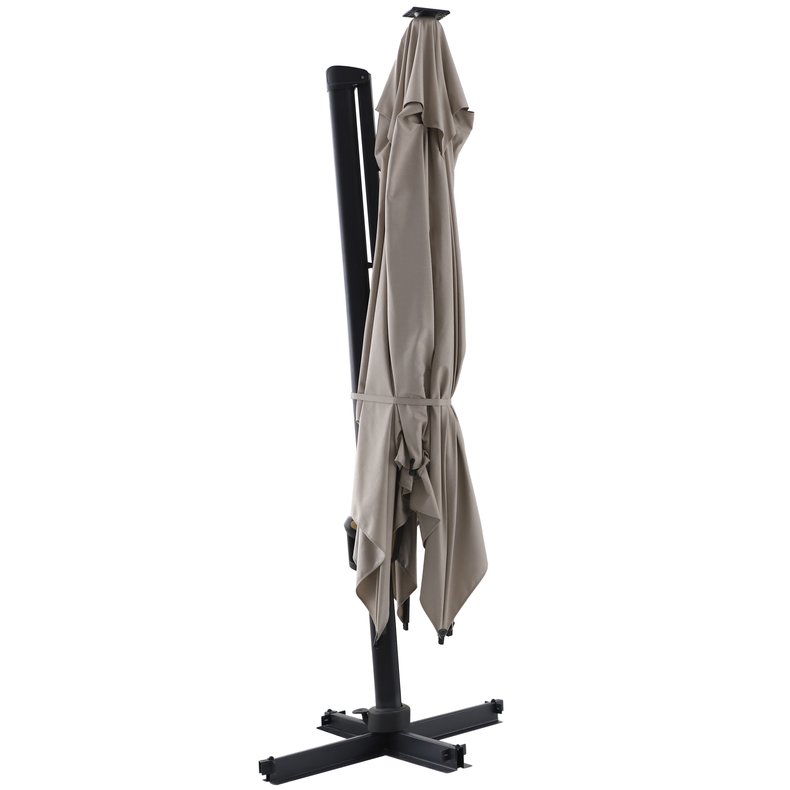 Chapéu de sol excêntrico LED alumínio 350x350 cm bege Naterial Odyssea Premium - 4