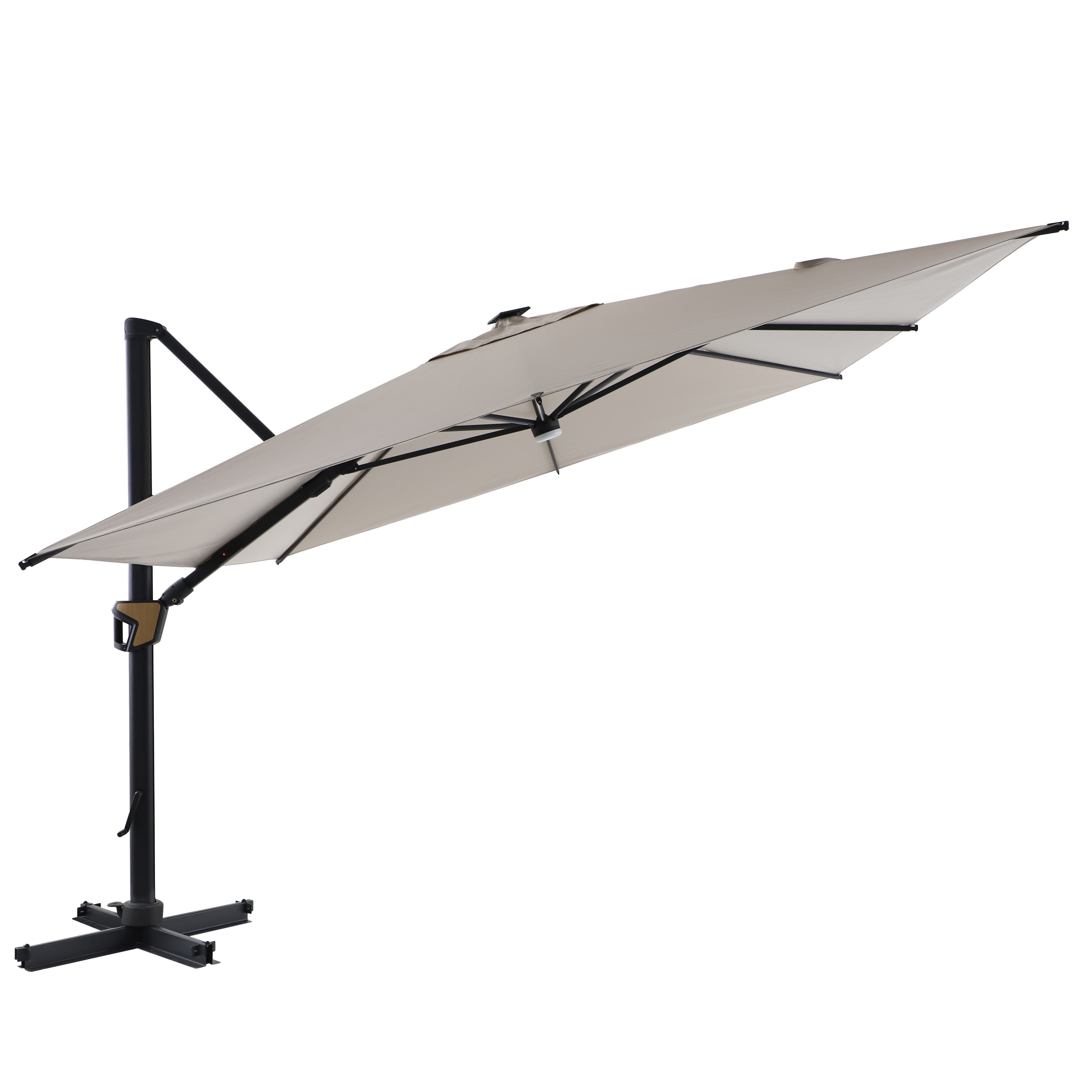 Chapéu de sol excêntrico LED alumínio 350x350 cm bege Naterial Odyssea Premium - 3