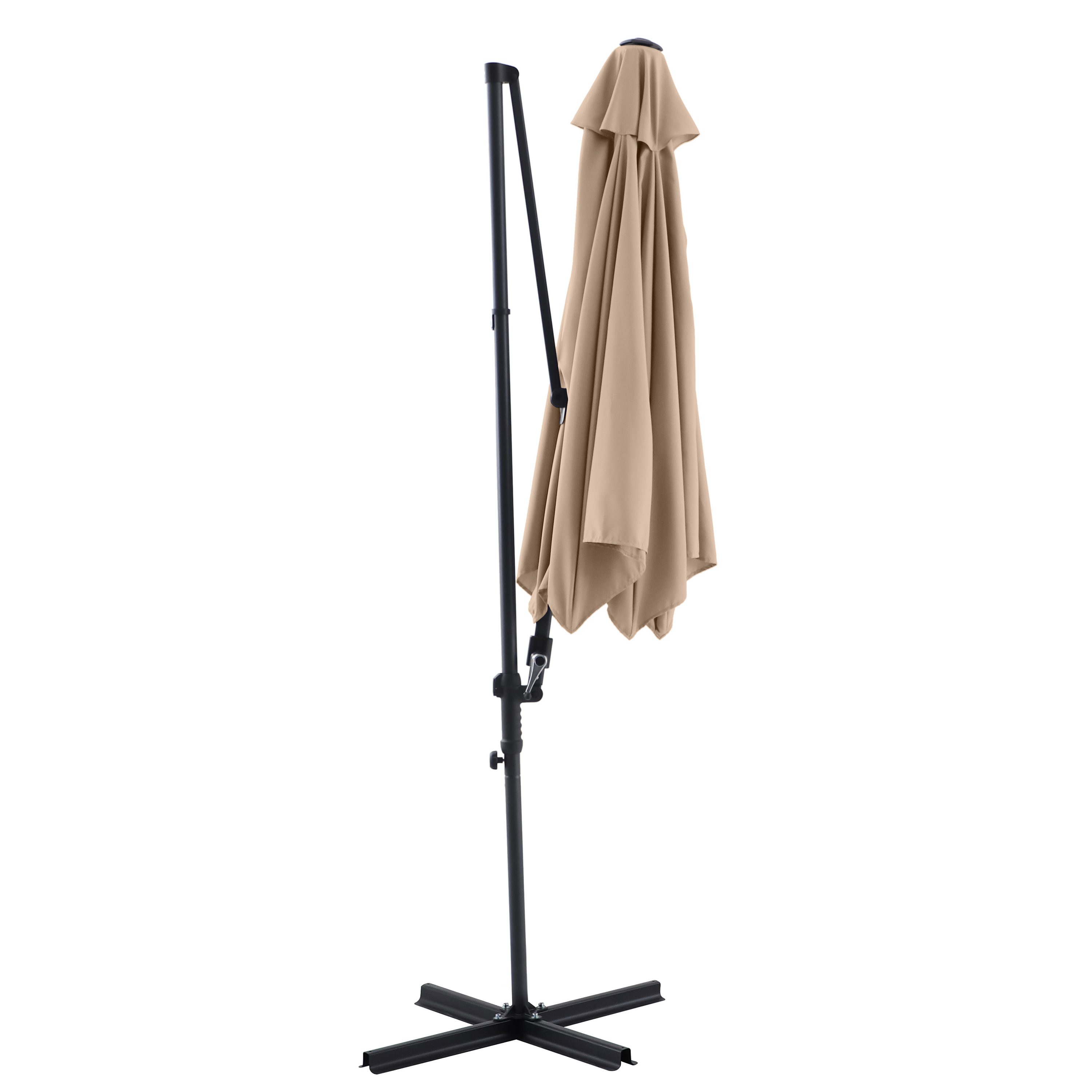 Ombrellone a palo laterale antracite con telo tondo tortora L 290 x P 290 x H 235 cm - 3