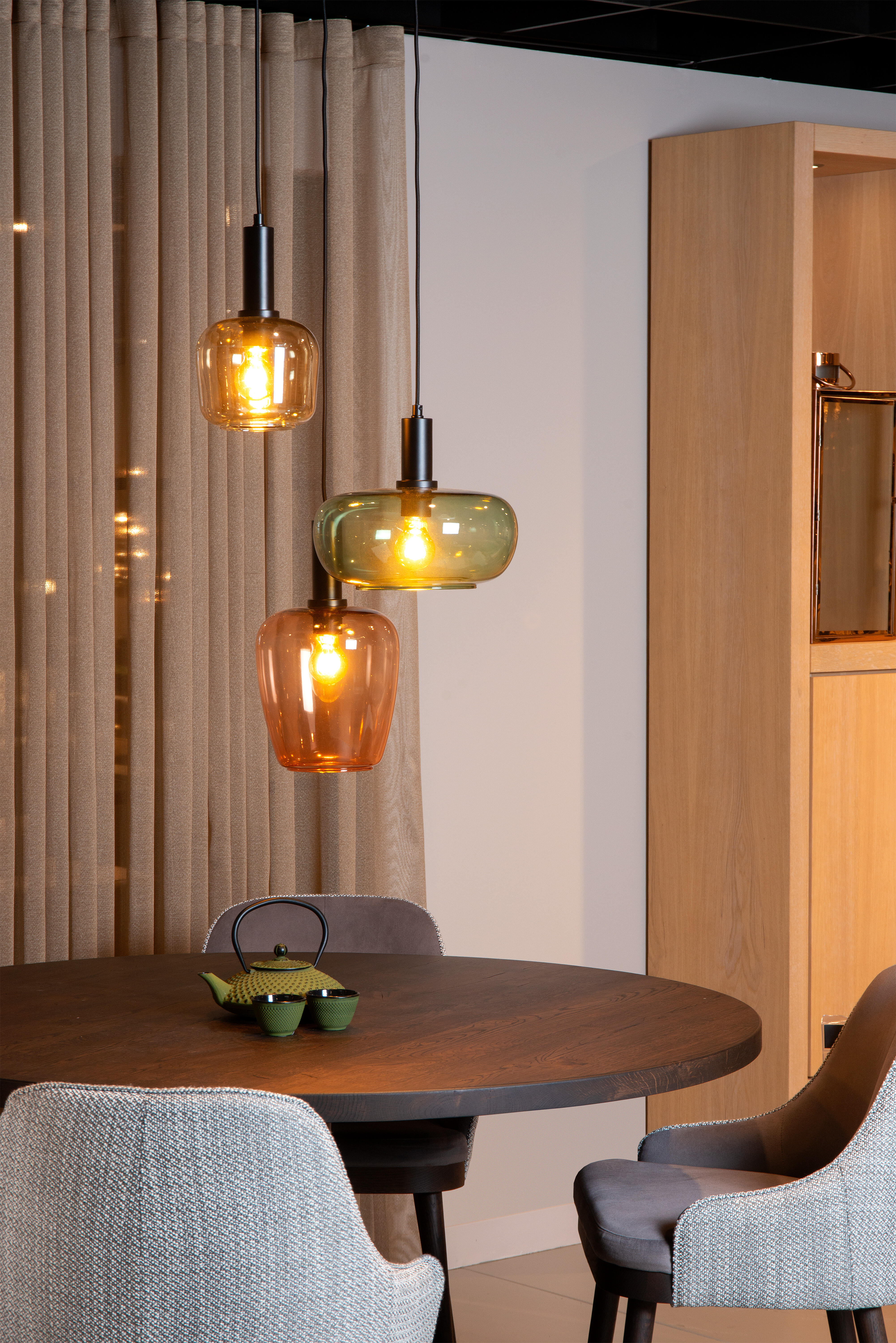 Suspension Ilona, verre orange/vert, Diam.30cm, E27 - 2