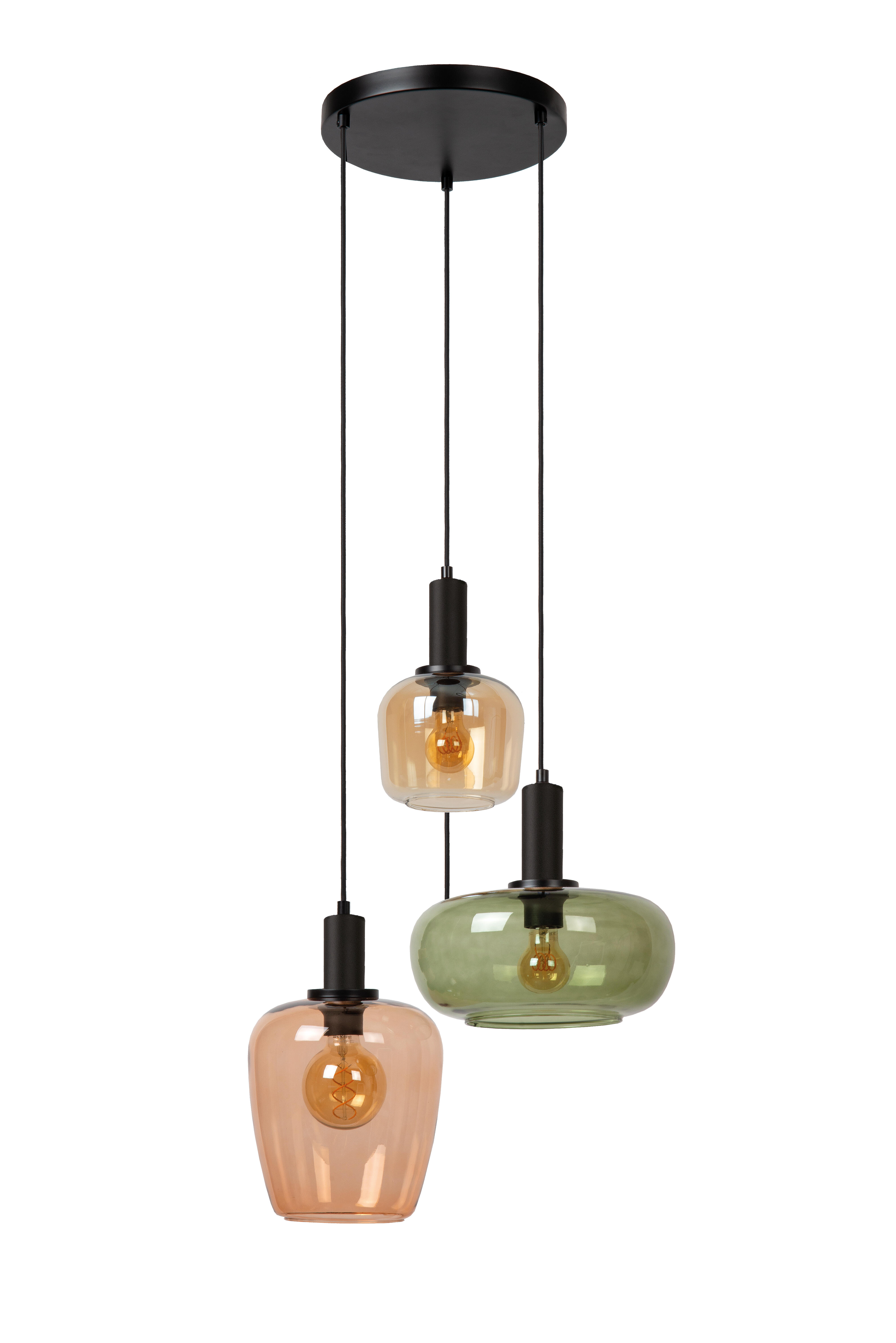Suspension Ilona, verre orange/vert, Diam.30cm, E27 - 3