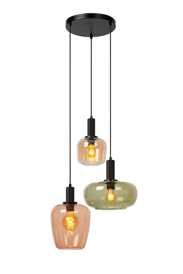 Suspension Ilona, verre orange/vert, Diam.30cm, E27
