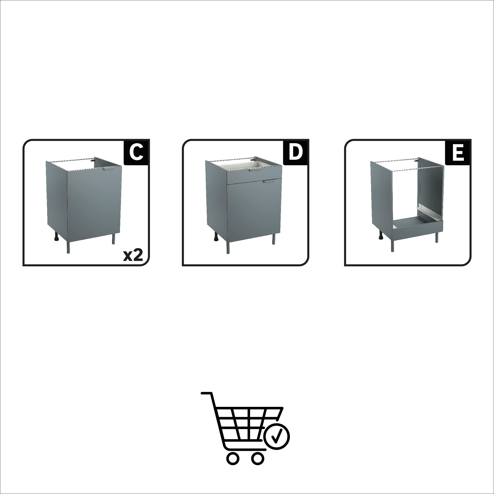 Emuca – Base Per Pattumiera Cassettiera, Smistamento Rifiuti, Per Armadio 80 Cm (736x482 Mm), Grigio