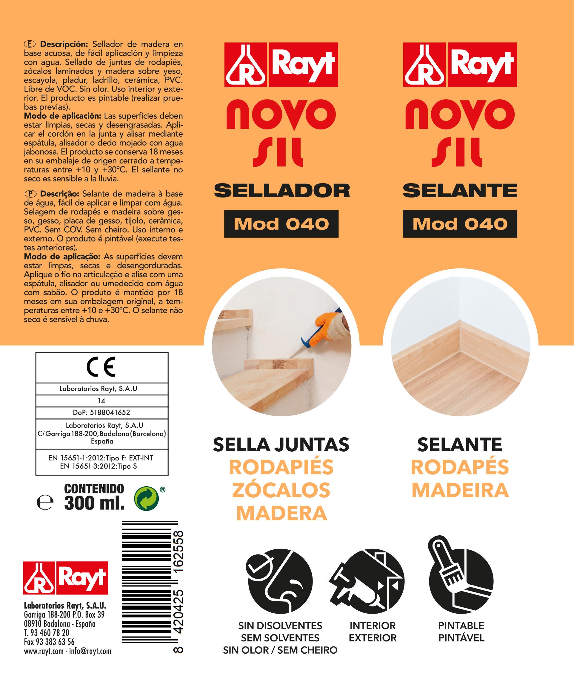 Sellador Novosil Rodapiés NAT375 300ml - 4