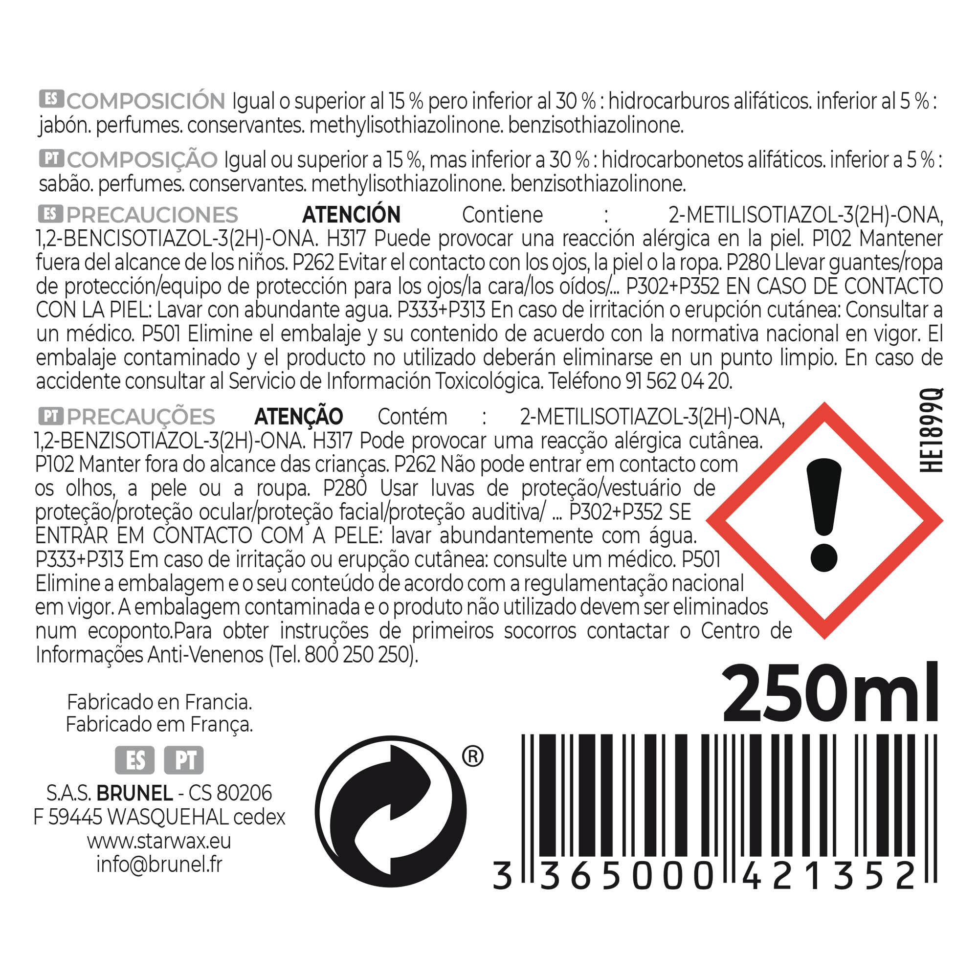 Limpiador de aluminio y acero inoxidable STARWAX 0,25L - 3