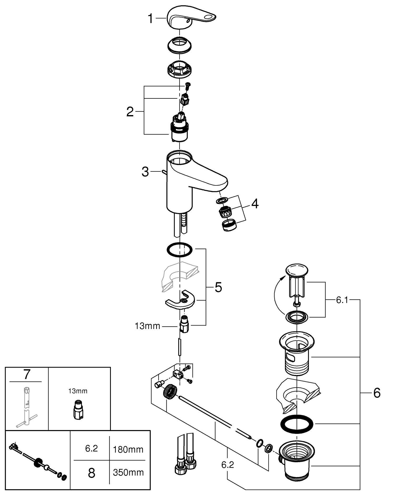 Mitigeur de lavabo chrome, GROHE QuickFix, Swift M - 9