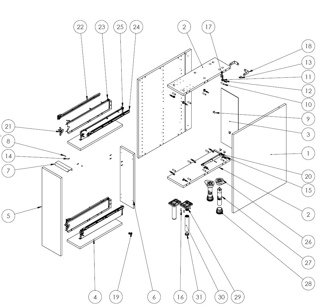 Meuble bas de cuisine Eleki gris 1 porte H87.1 x l20 - 10
