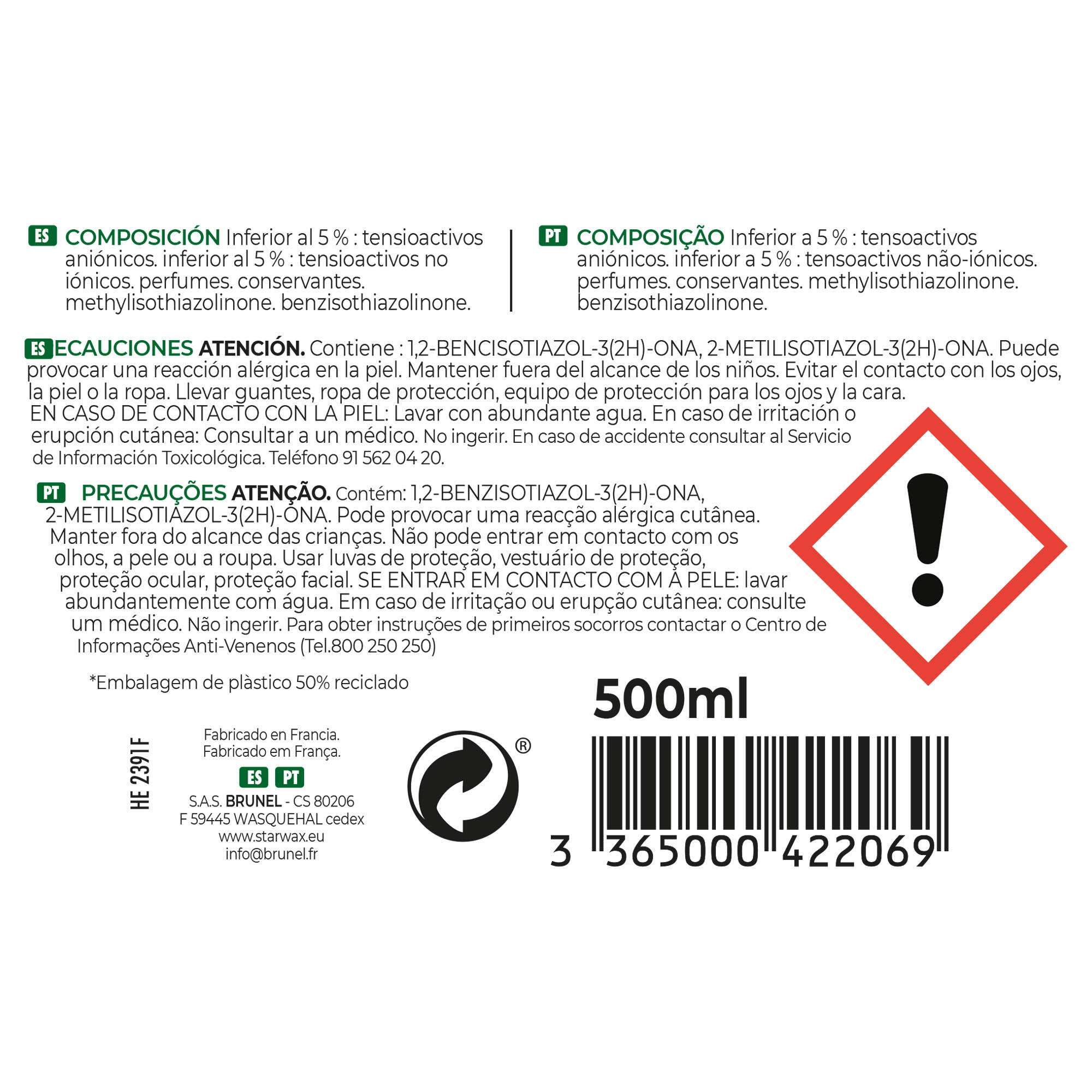 Limpiador carpintería PVC y aluminio STARWAX 0,5L - 3