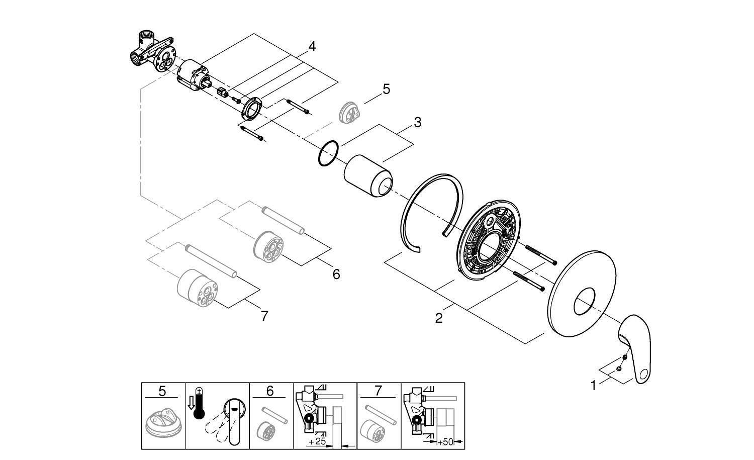 Rubinetto per doccia getto laminare cristallino ad incasso monocomando Swift cromo lucido GROHE - 4