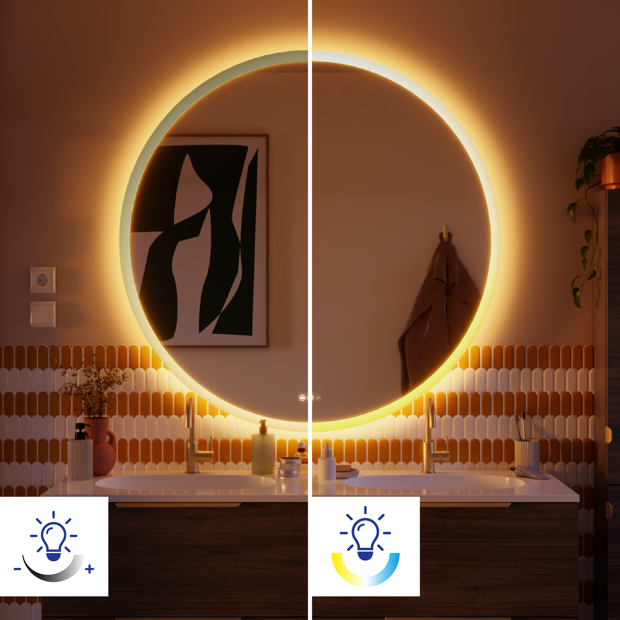 miroir neo line rond sensea variateur de lumière - 3
