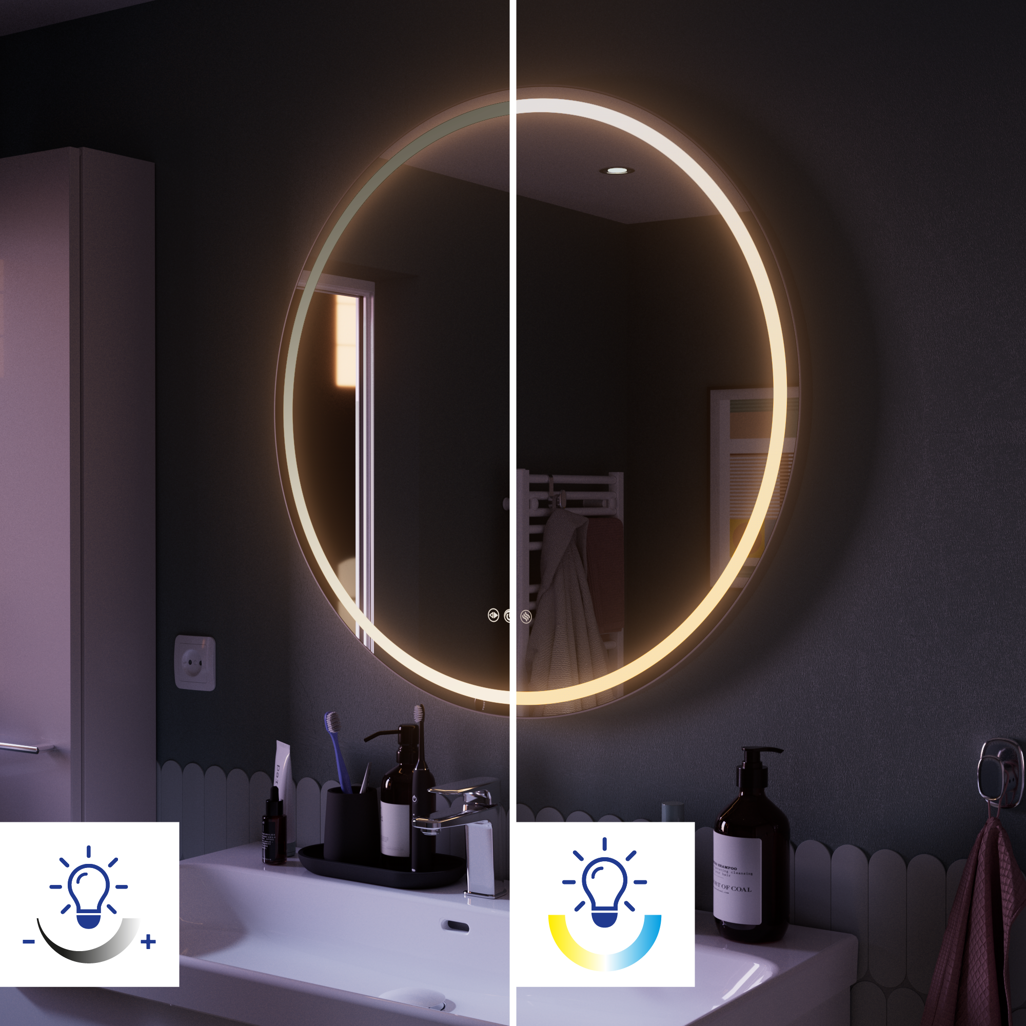 miroir lumineux remix rond variateur de lumiere sensea - 3