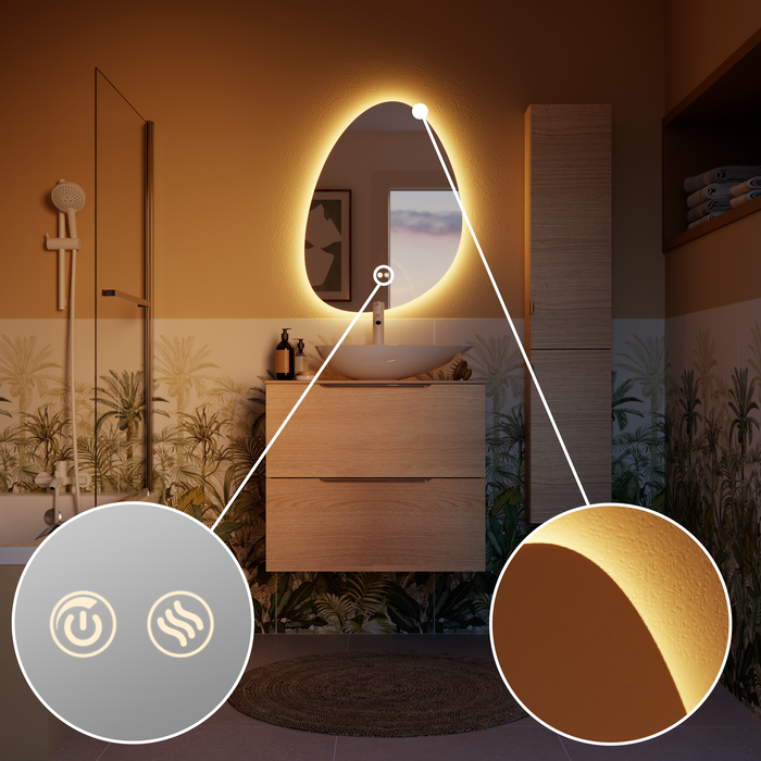 miroir modern ambiance et bouton galet petit sensea