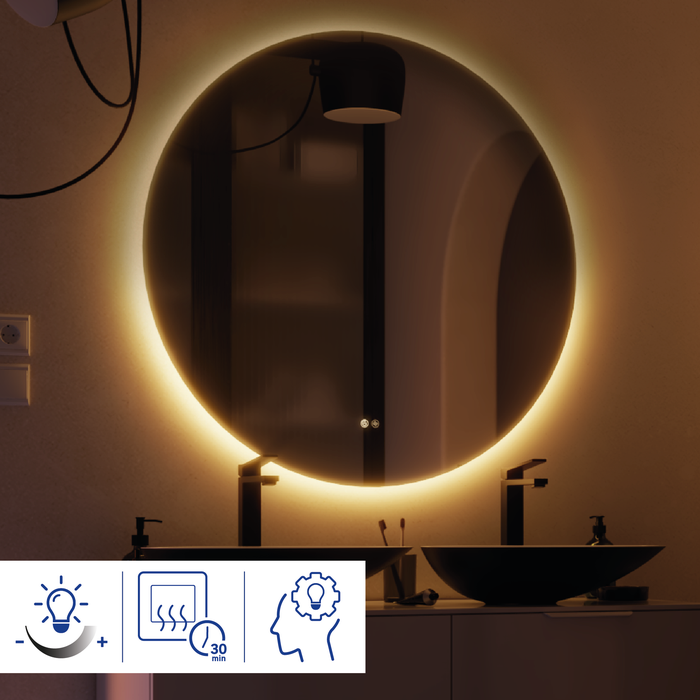 ambiance miroir lumineux rond 