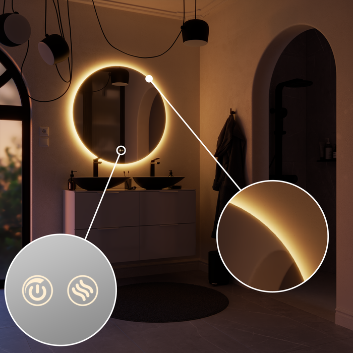 zoom miroir ambiance lumineux modern rond bouton 
