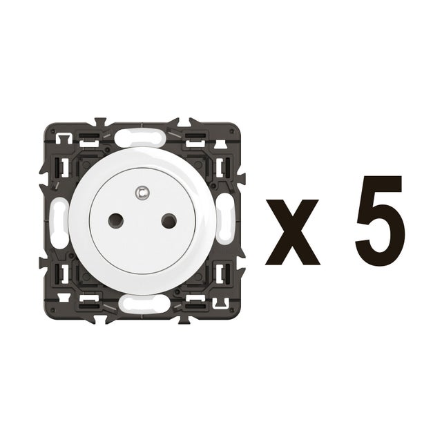 Lot de 5 prises avec terre à assembler Céliane, LEGRAND blanc