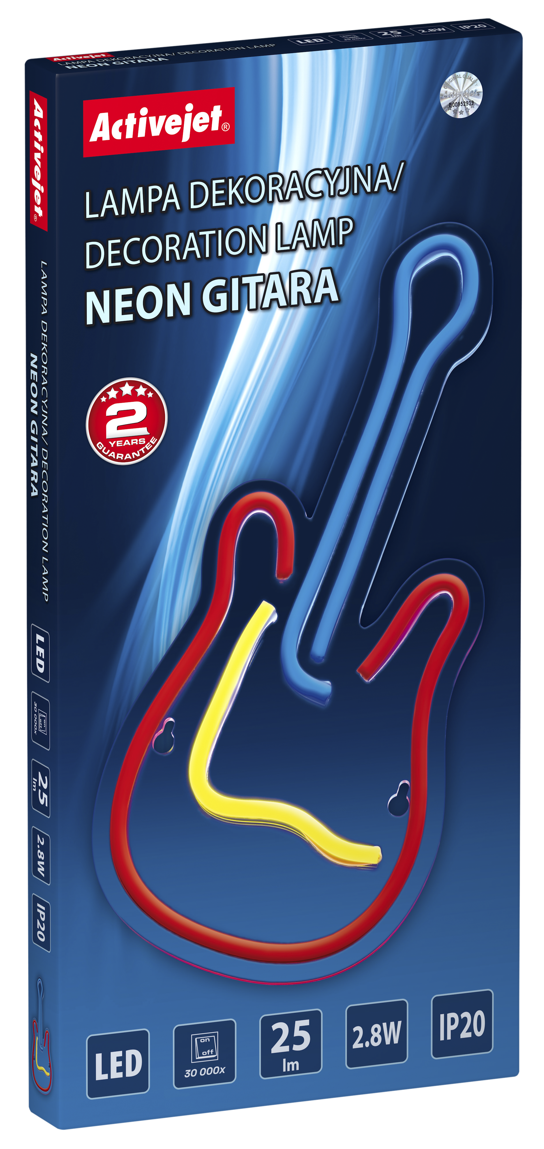 Kinkiet Neon Gitara biały LED USB - 5