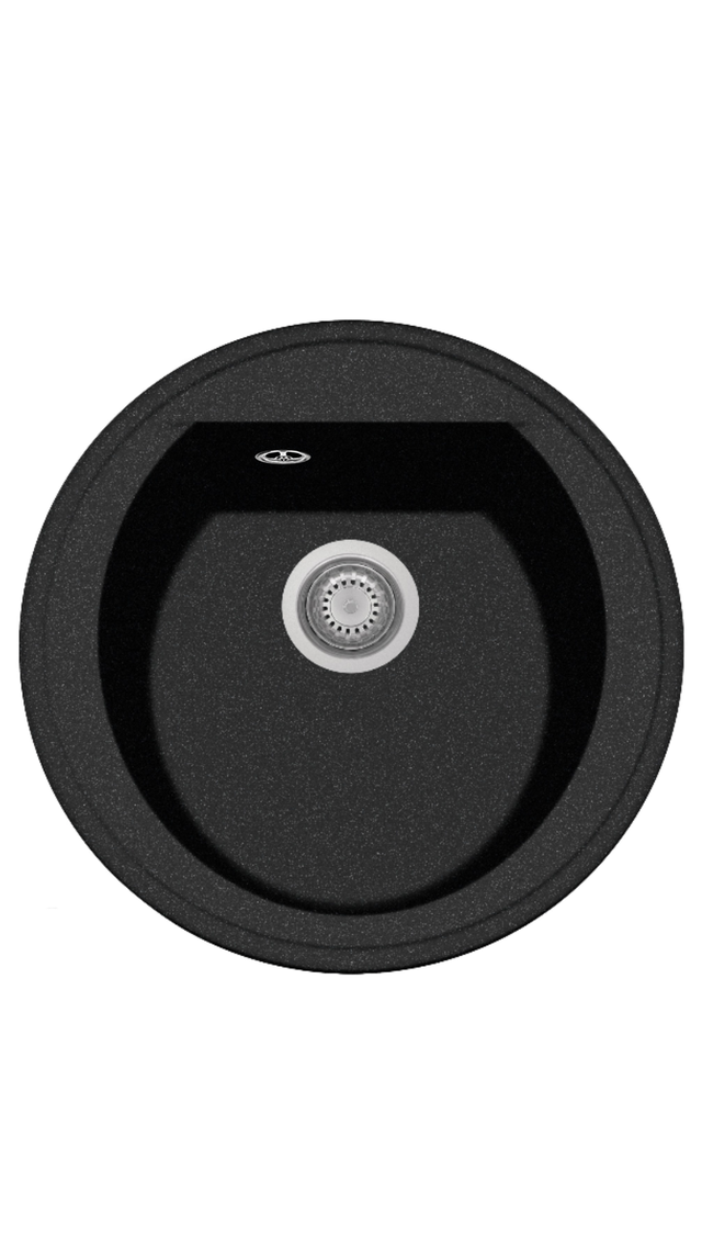 Evier en granit et résine 1 bac 51 x 51 cm vidage inclus Harmony noir