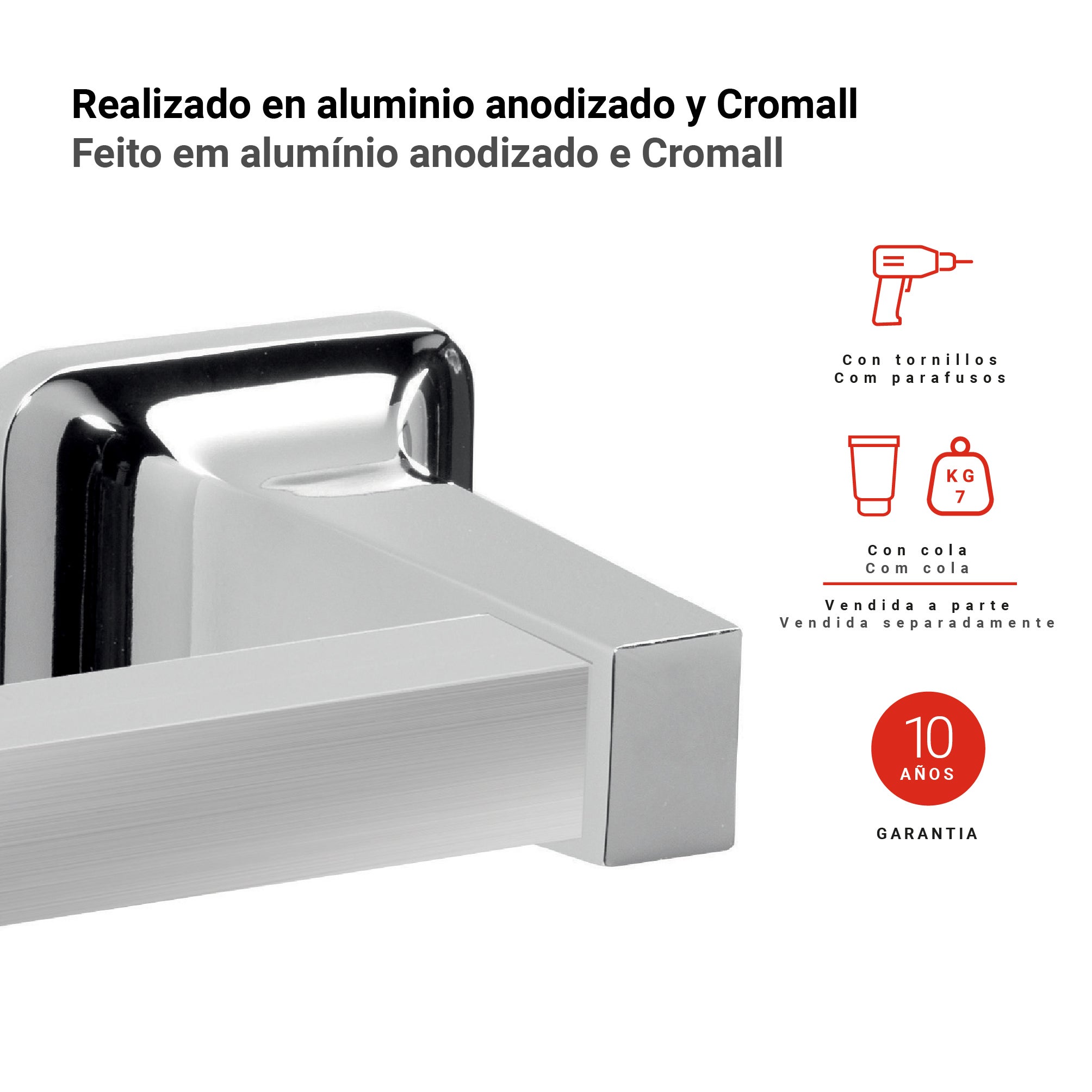 Porta-rolos K2 CROMADO BRILHANTE - 4