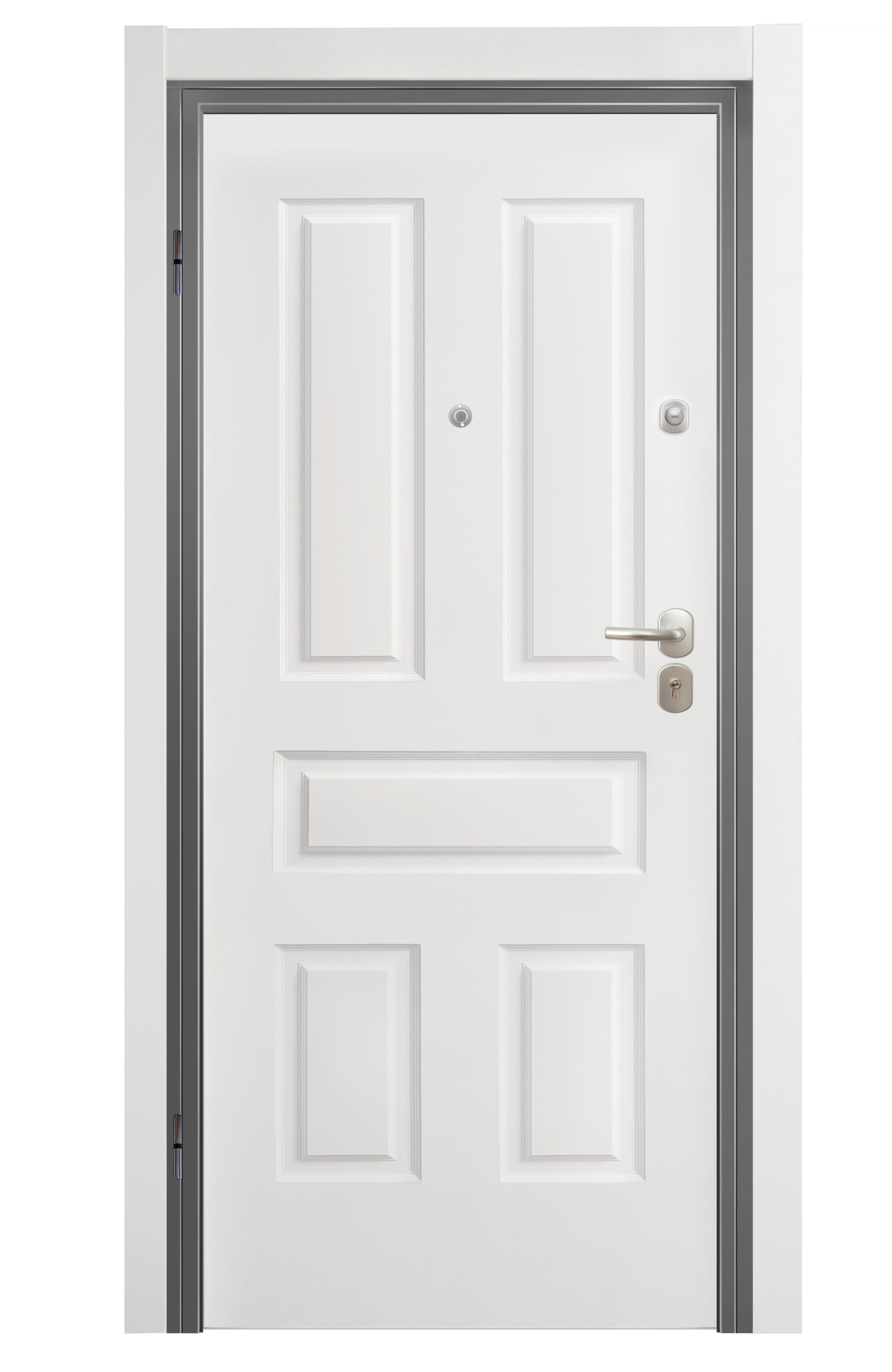 Puerta de entrada acorazada serie Omega fresada blanco / interior Indiana clásico blanco apertura derecha 206x92cm - 2