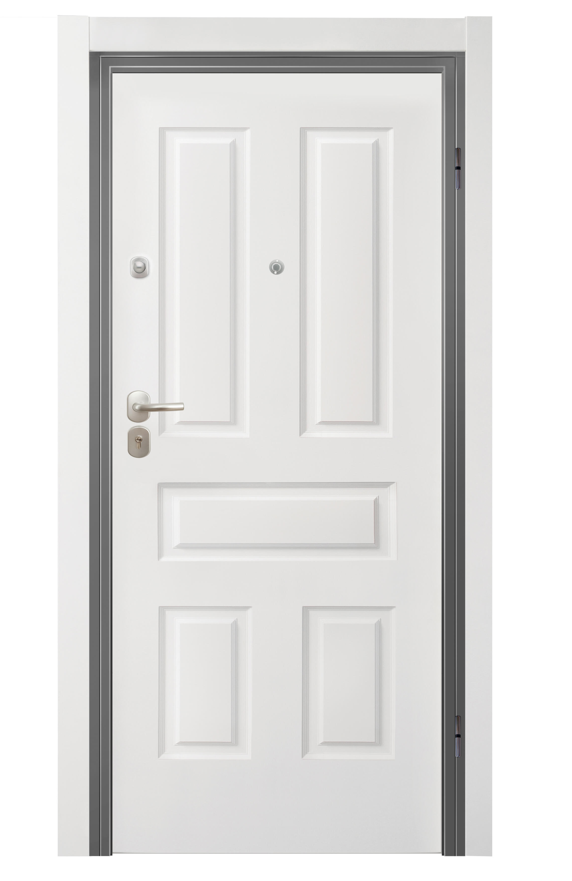 Puerta de entrada acorazada serie Omega fresada blanco / interior Indiana clásico blanco apertura izquierda 206x92cm - 2
