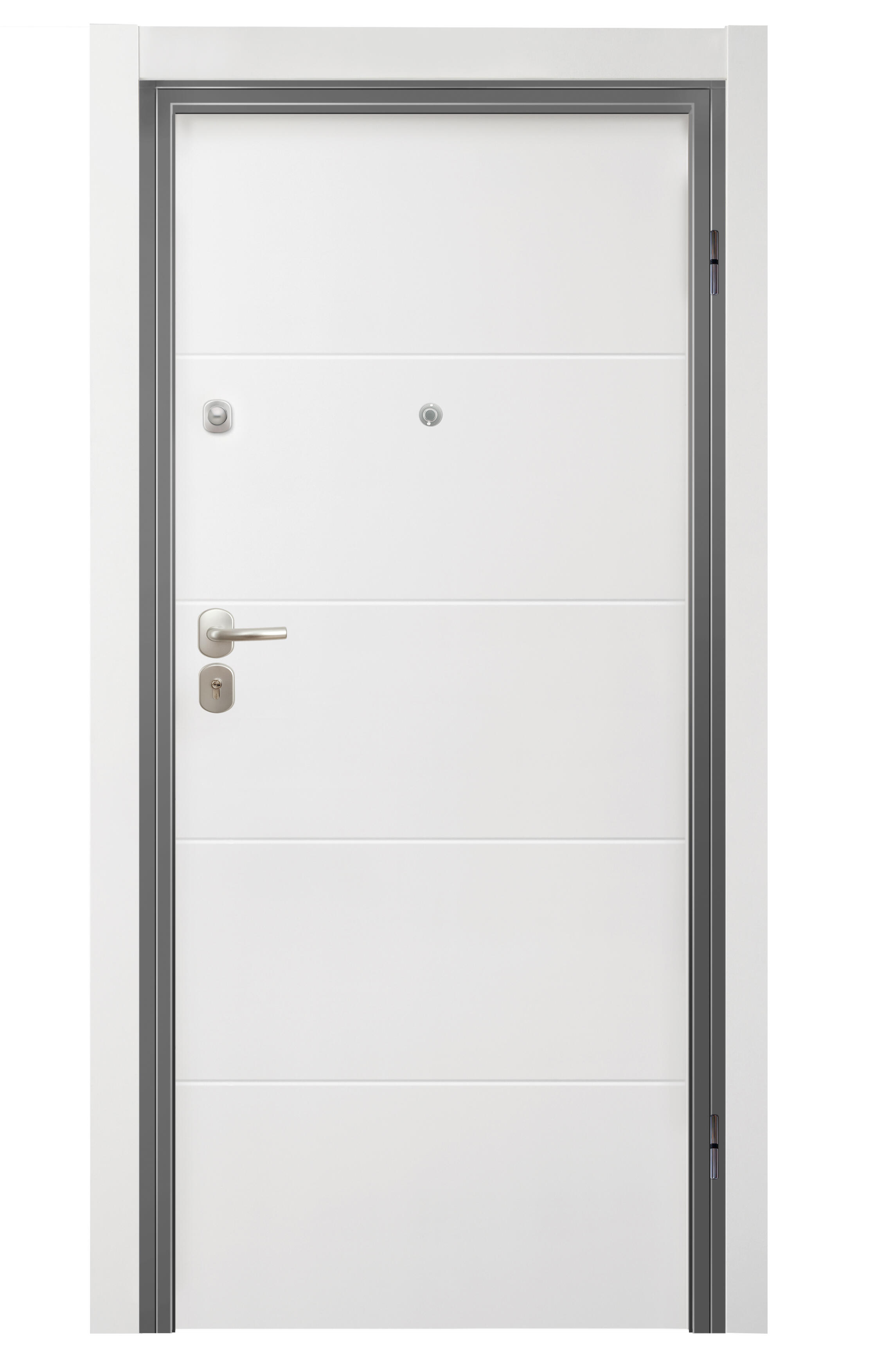 Puerta de entrada acorazada serie Omega fresada blanco / interior Lucerna fresada blanco apertura izquierda 206x92cm - 2