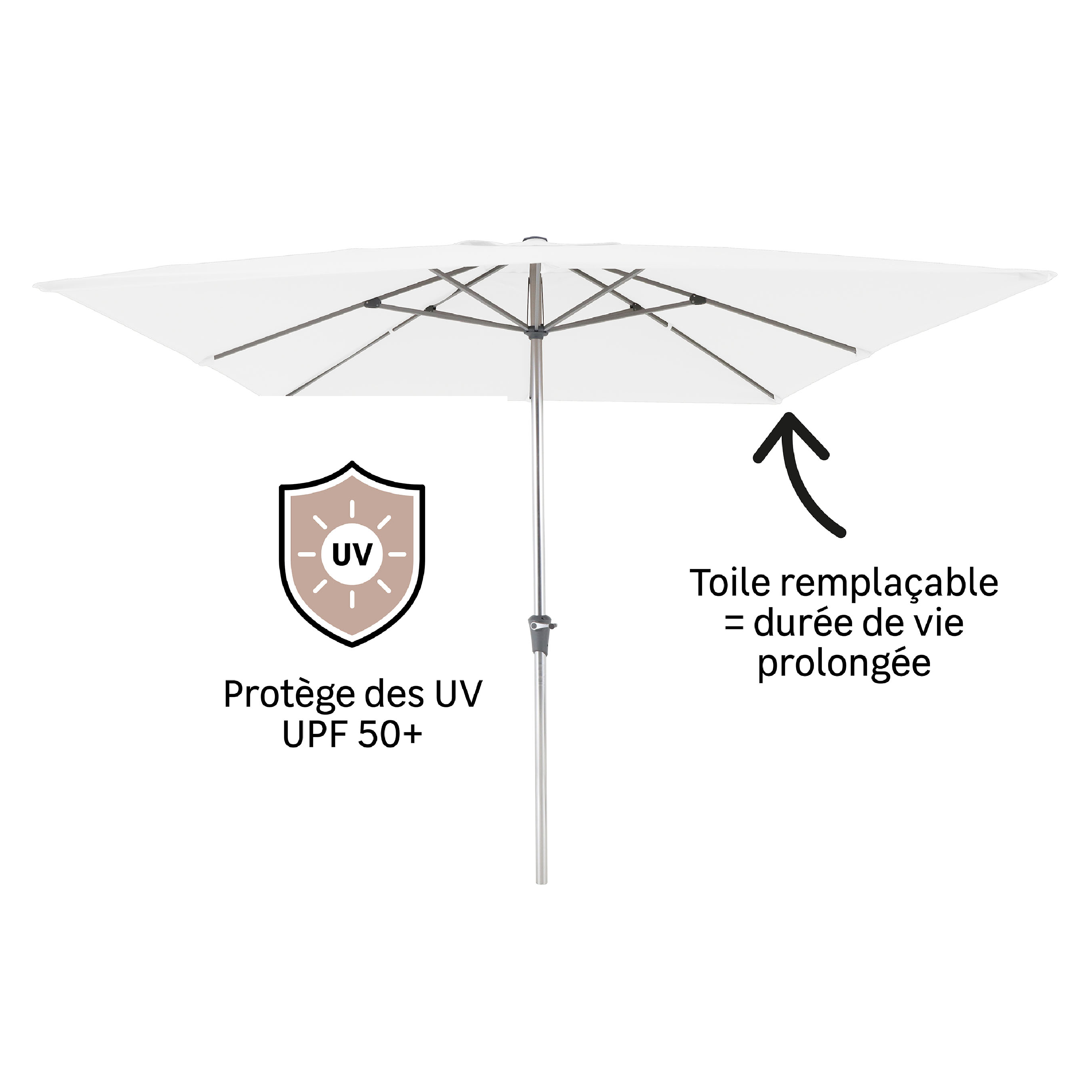 Parasol NATERIAL Aura blanc carré - 7