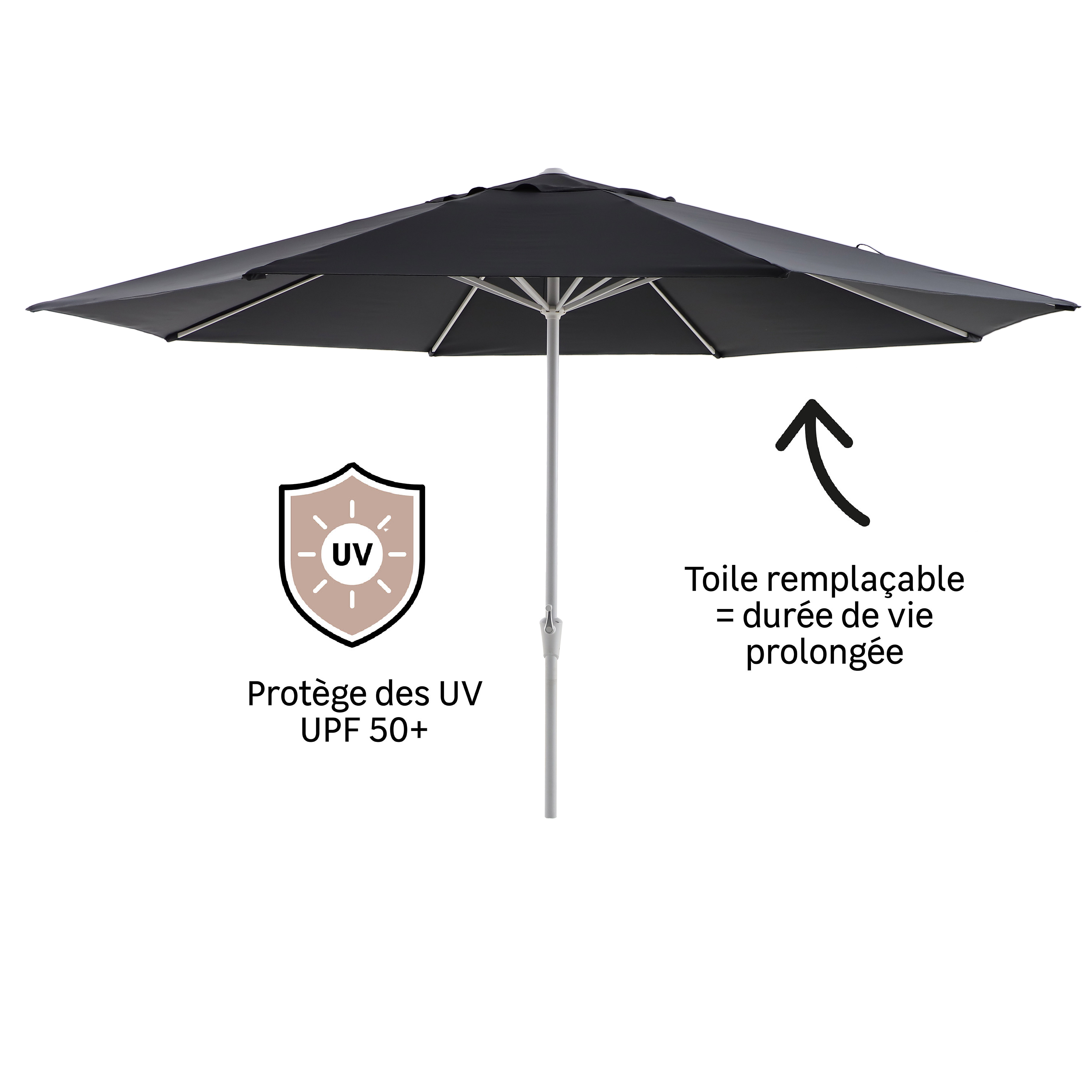 Parasol NATERIAL Aura gris octogonal - 8