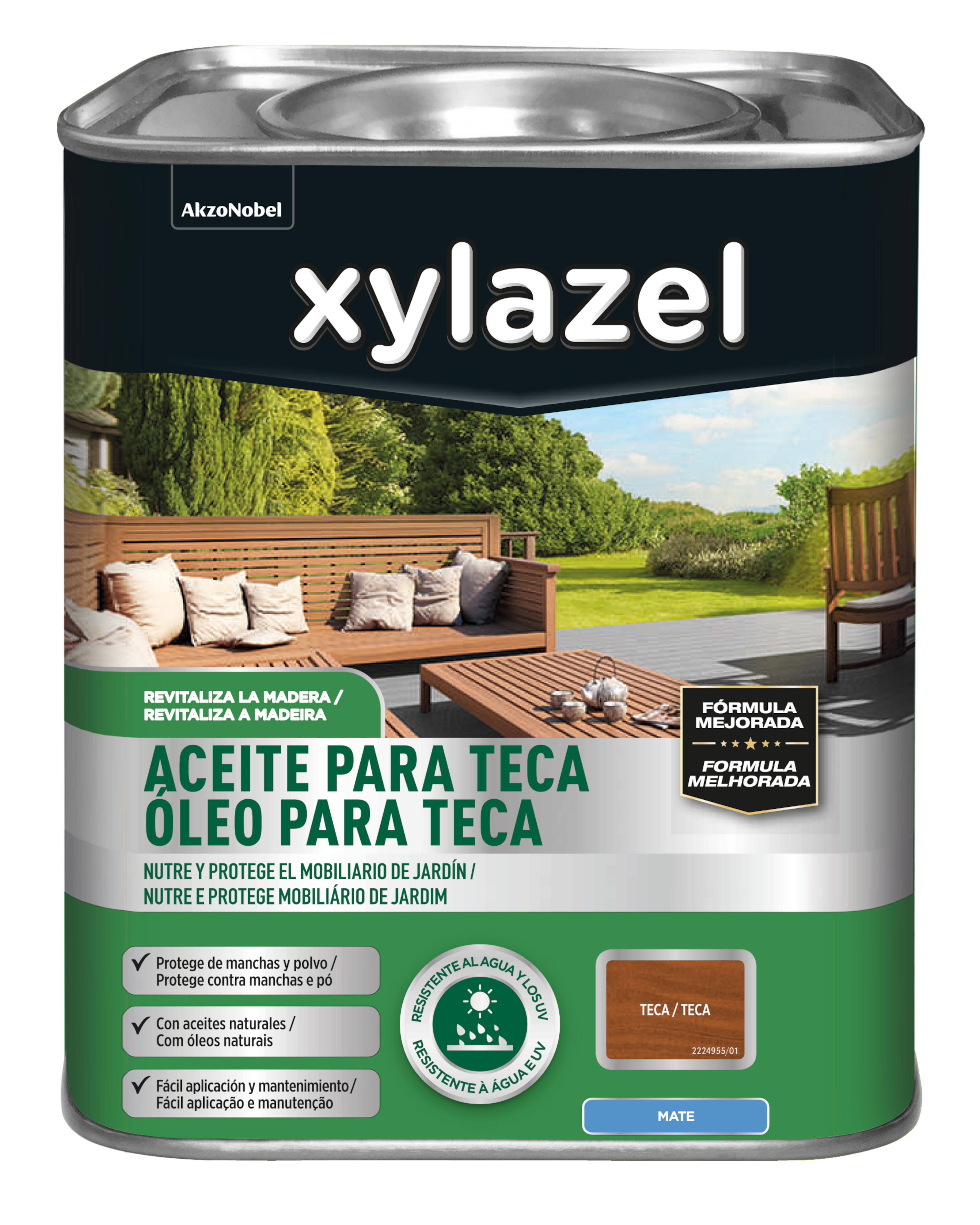 Aceite de teca color teca para mobiliario XYLAZEL satinado 750 ml disolvente - 2