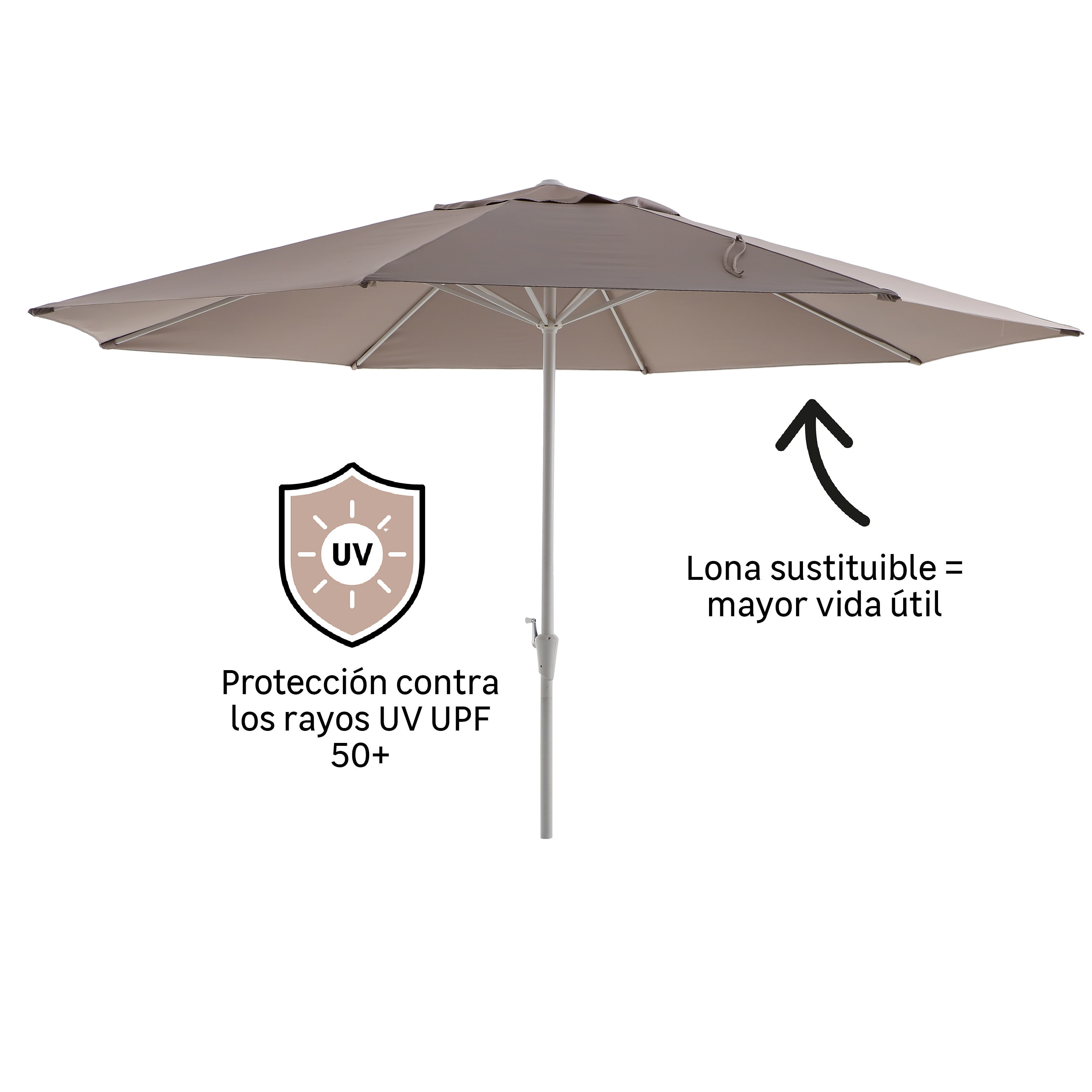 Parasol de jardín octogonal de aluminio NATERIAL Aura II tostado Ø 394 cm - 3