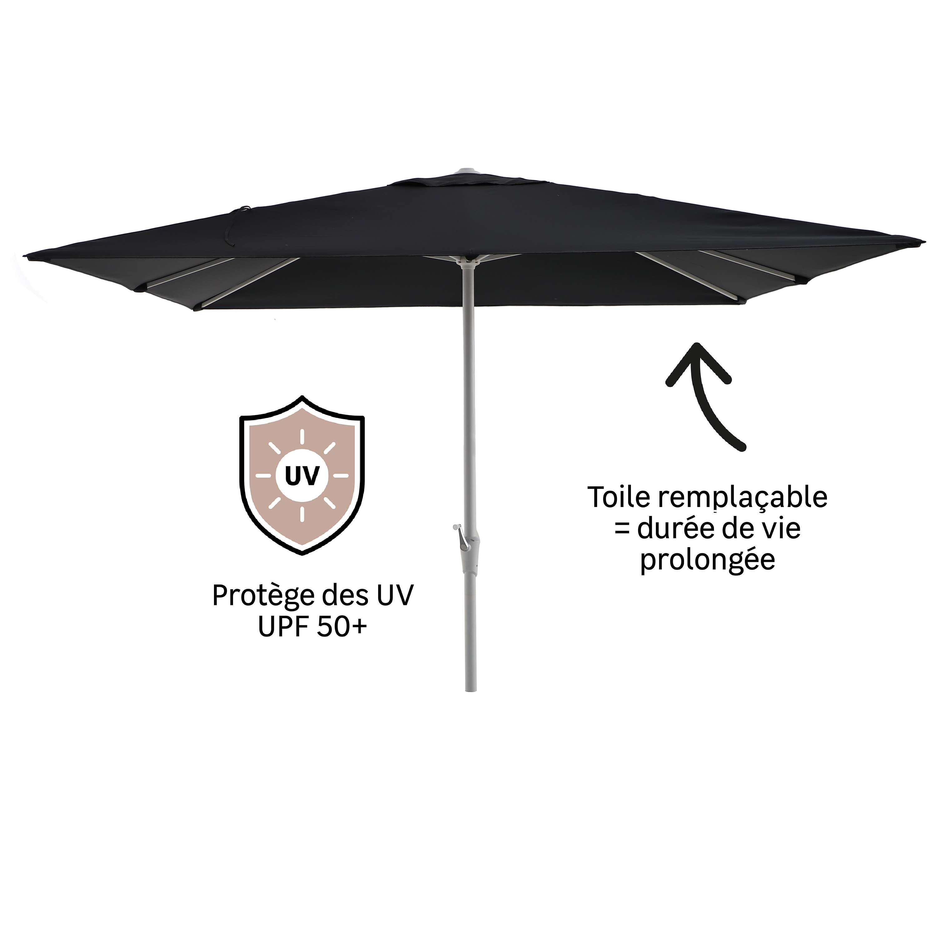 Parasol NATERIAL Aura gris carré - 4